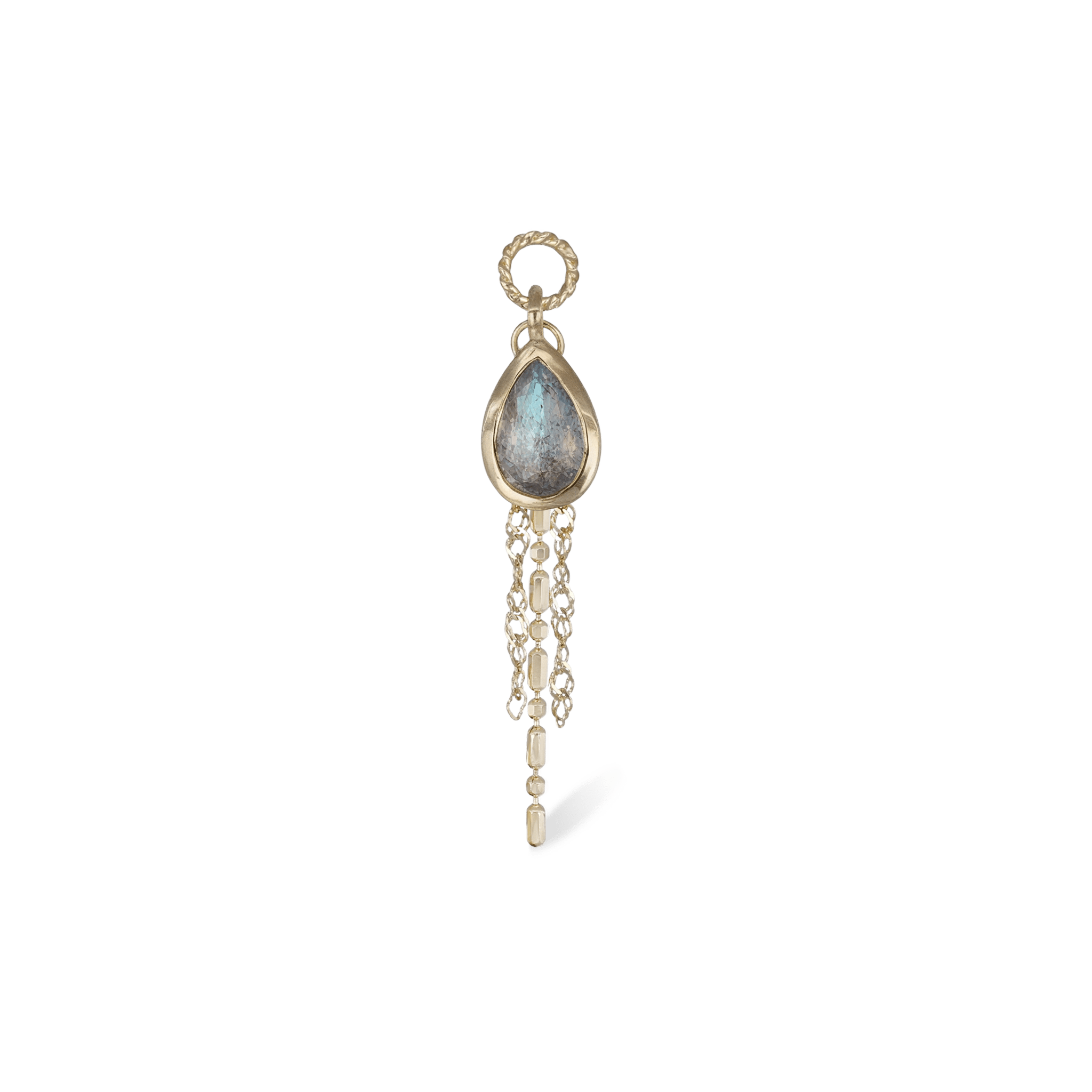 BEATTI Charms Gold / Labradorite Labradorite Charm with Draped Tassel Chains SJ 910 L Labradorite Charm with Draped Tassel Chains