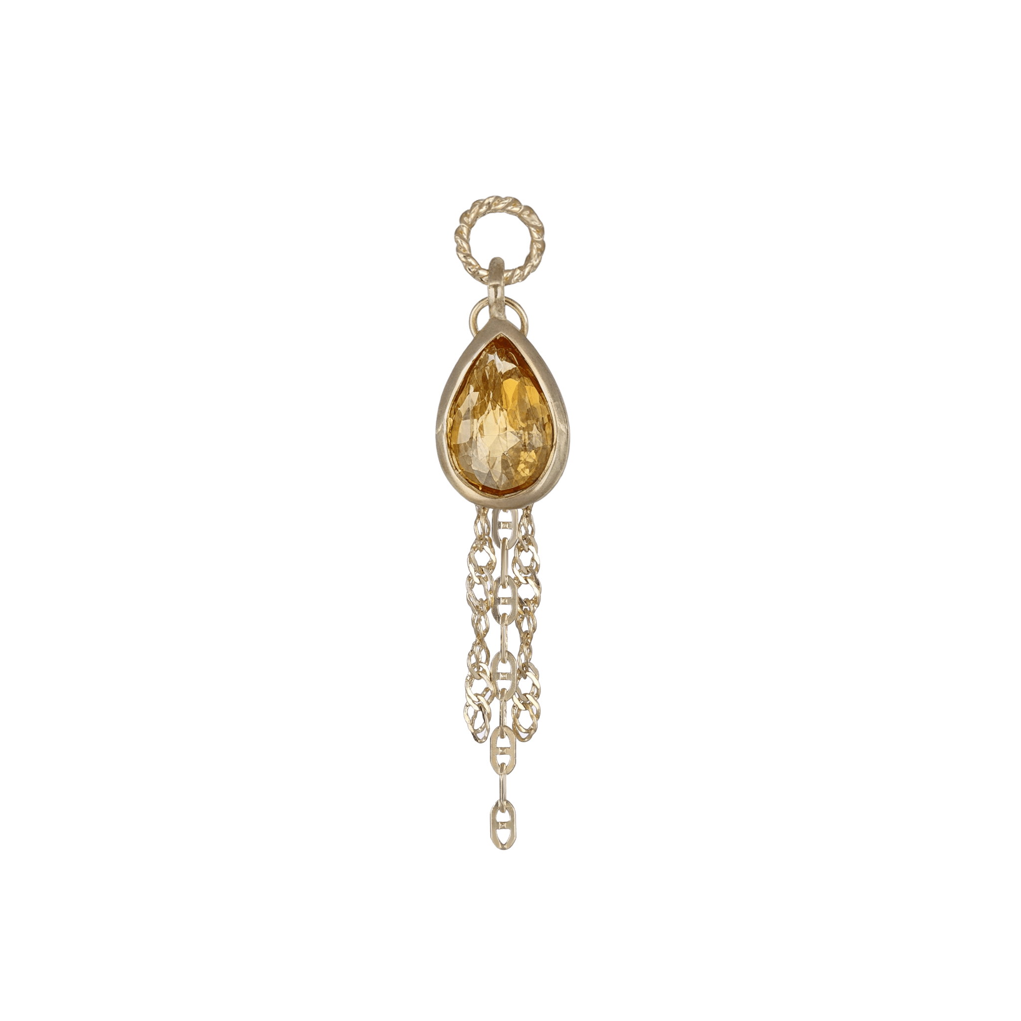 BEATTI Charms Gold / Citrine Water-Drop Charm with Draped Tassel Chains SJ904 CD Water-Drop Charm with Draped Tassel Chains
