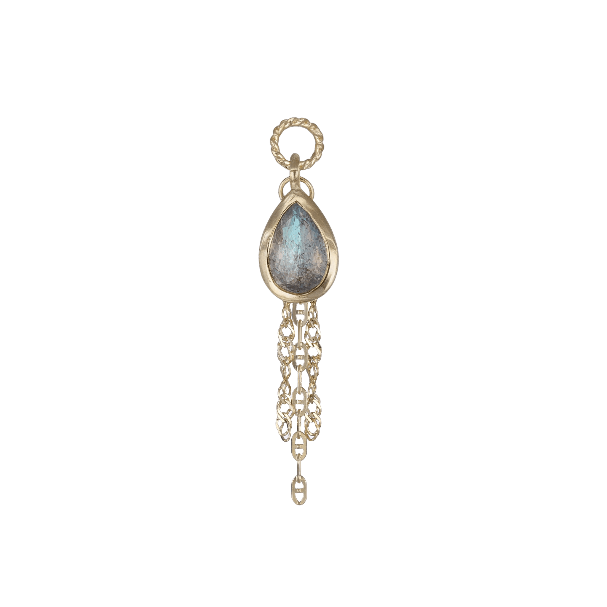 BEATTI Charms Gold / Labradorite Water-Drop Charm with Draped Tassel Chains SJ904 L Water-Drop Charm with Draped Tassel Chains