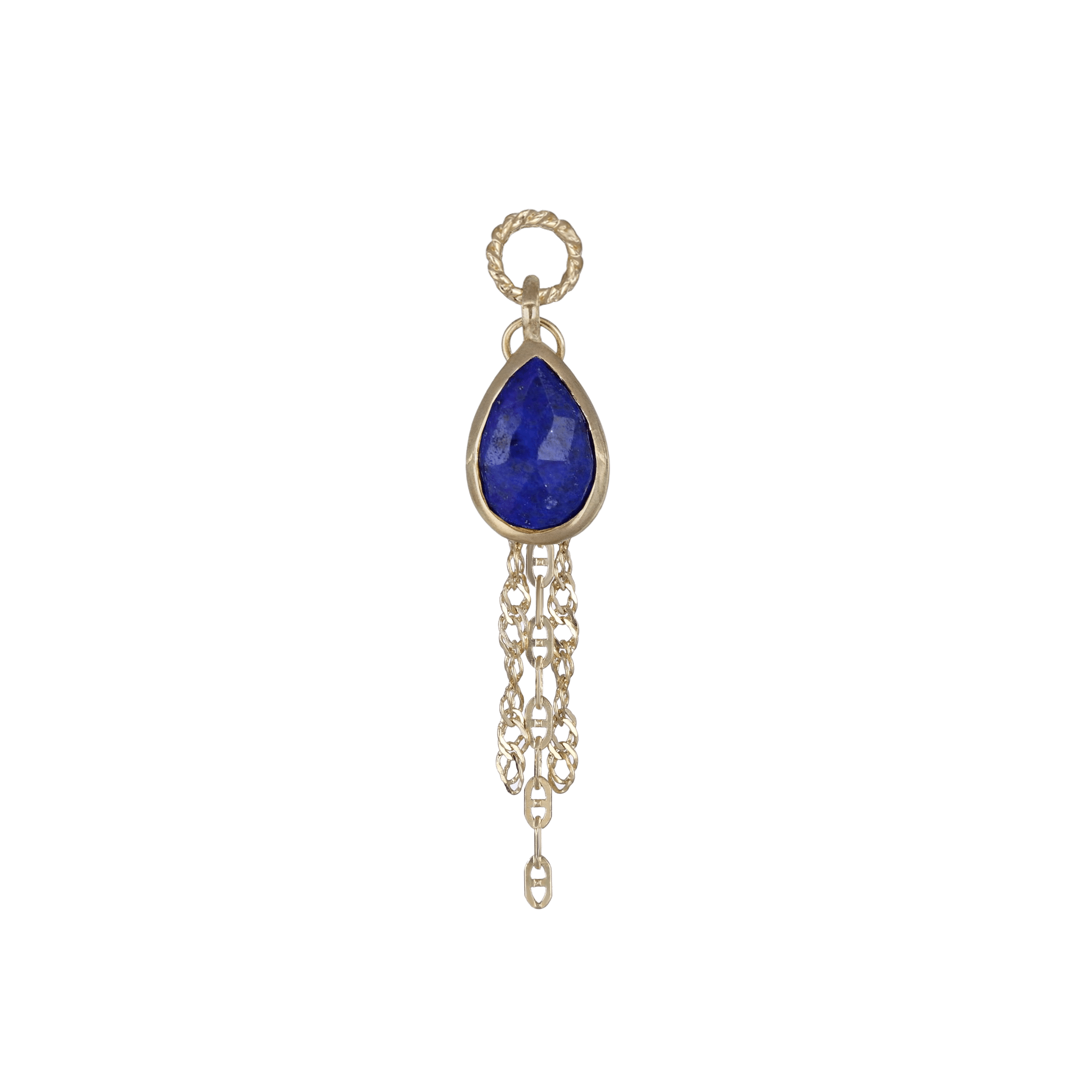BEATTI Charms Gold / Lapis Water-Drop Charm with Draped Tassel Chains SJ904 LP Water-Drop Charm with Draped Tassel Chains