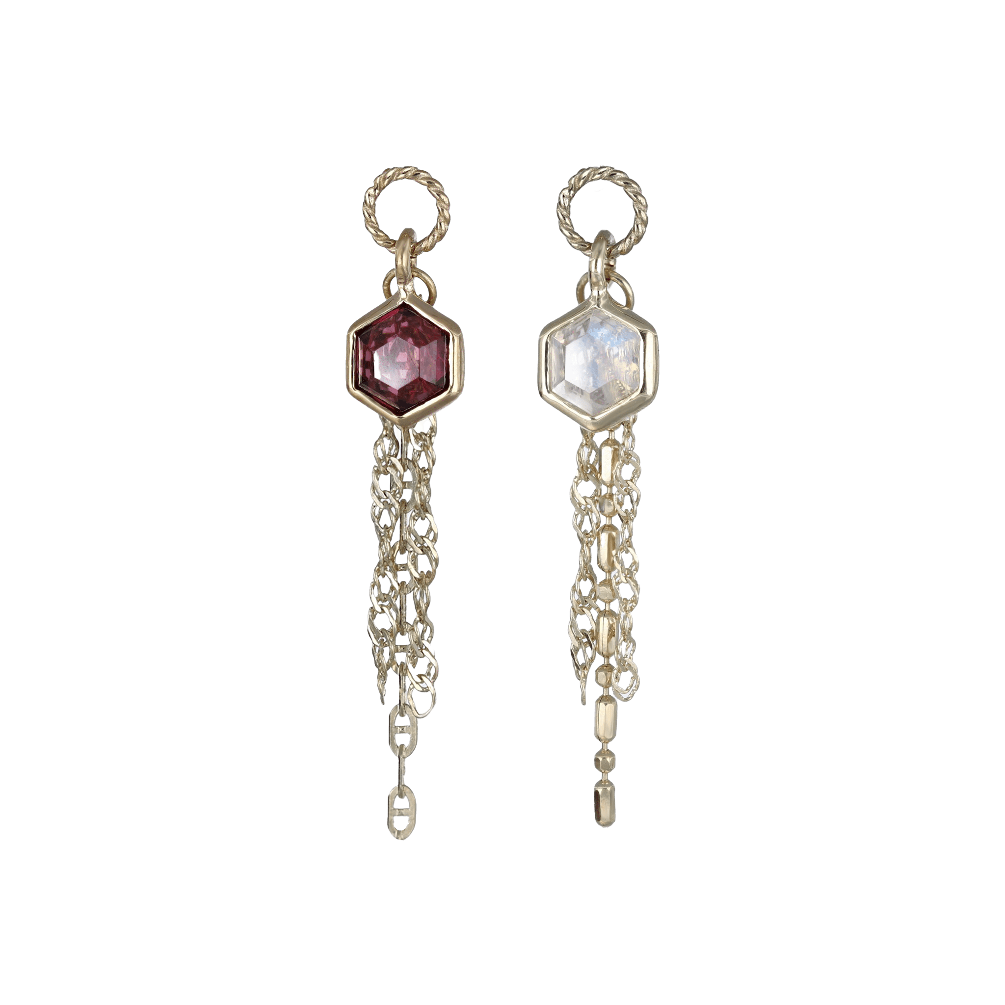BEATTI Charms Limited • Hexagon Gemstone Charm with Tassel Chains Limited • Hexagon Gemstone Charm with Tassel Chains