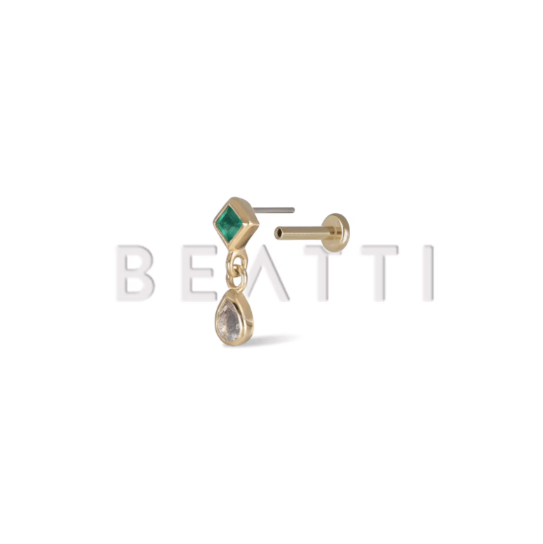 BEATTI Threadless Ends Rena • Green Onyx & Labradorite Flat Back Earring Rena • Green Onyx & Labradorite Flat Back Earring