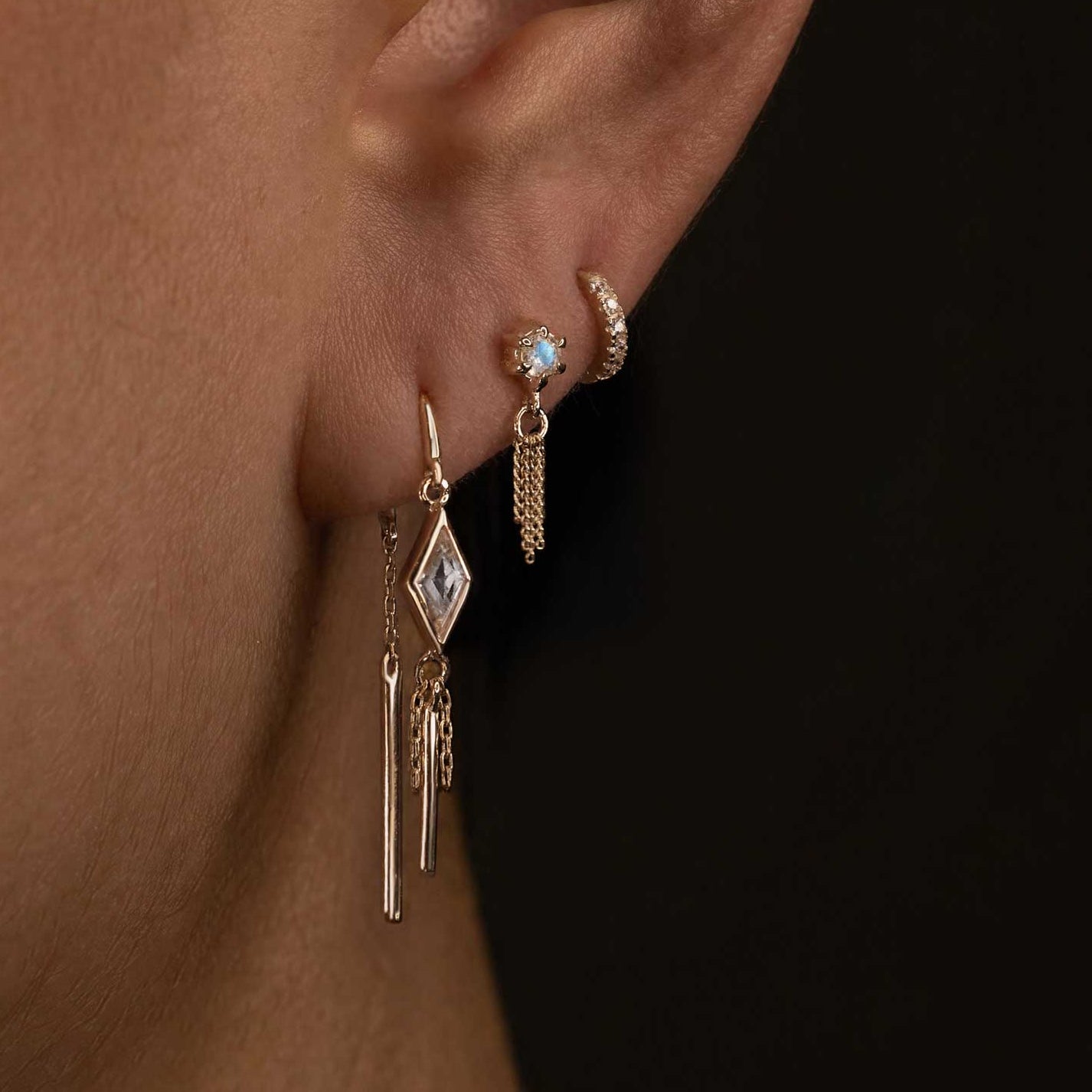 Starlet II •  Natural Gemstone 5 Curb Chain Tassel
