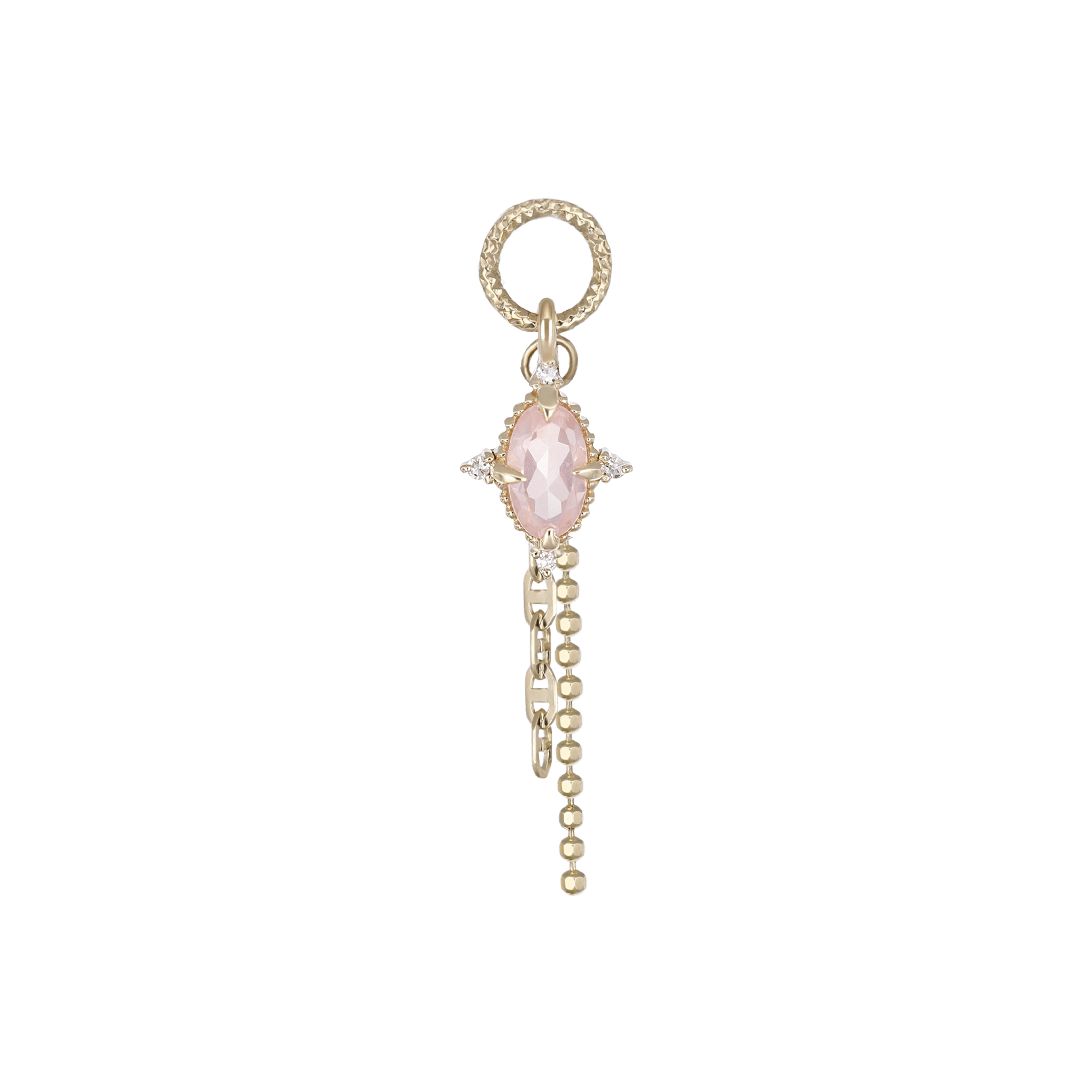 BEATTI Charms Gold / Rose Quartz Charlotte • Gemstone with Chain Tassel Hoop Charm SJ023 T Charlotte • Gemstone with Chain Tassel Hoop Charm