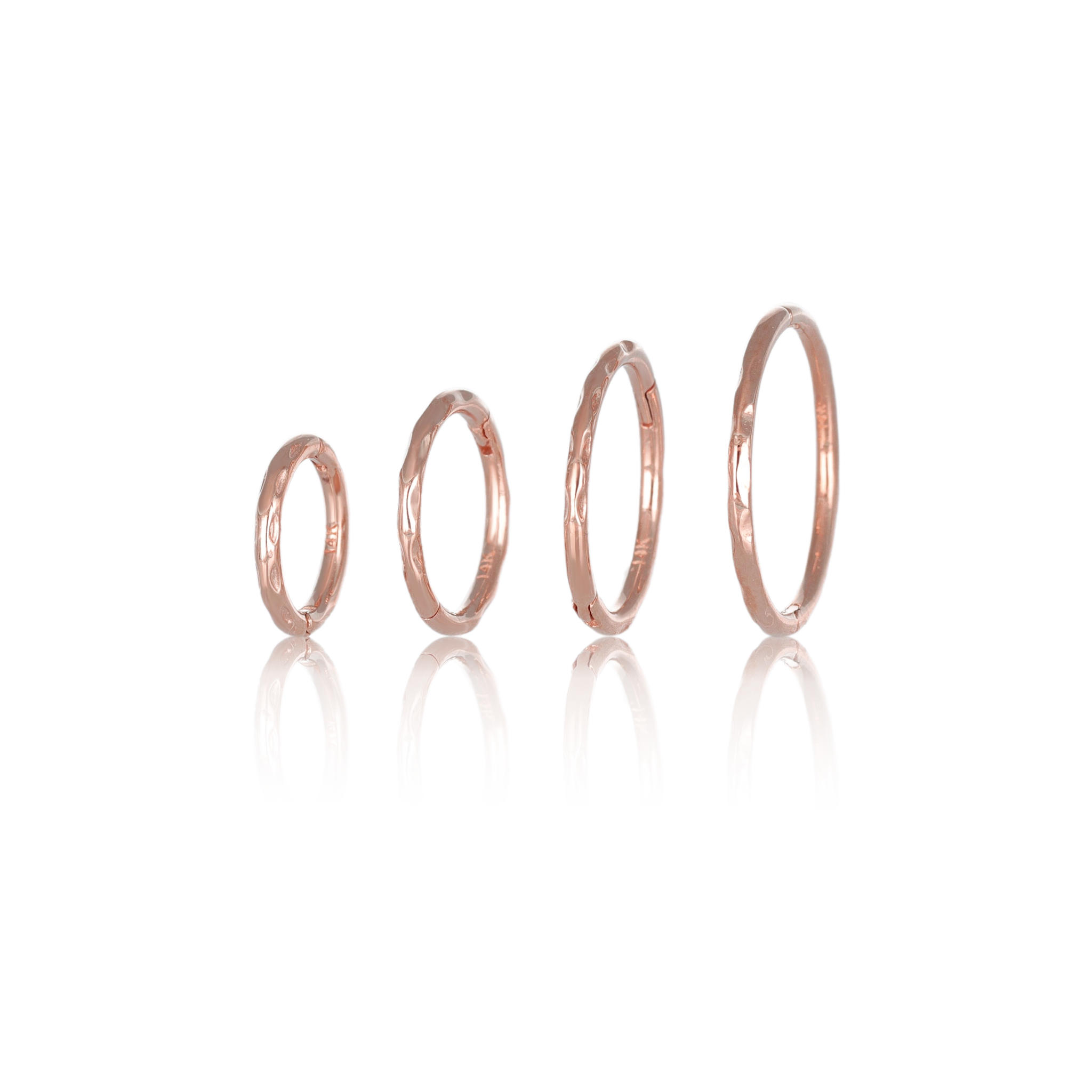 14K Gold Textured Clicker Hoops