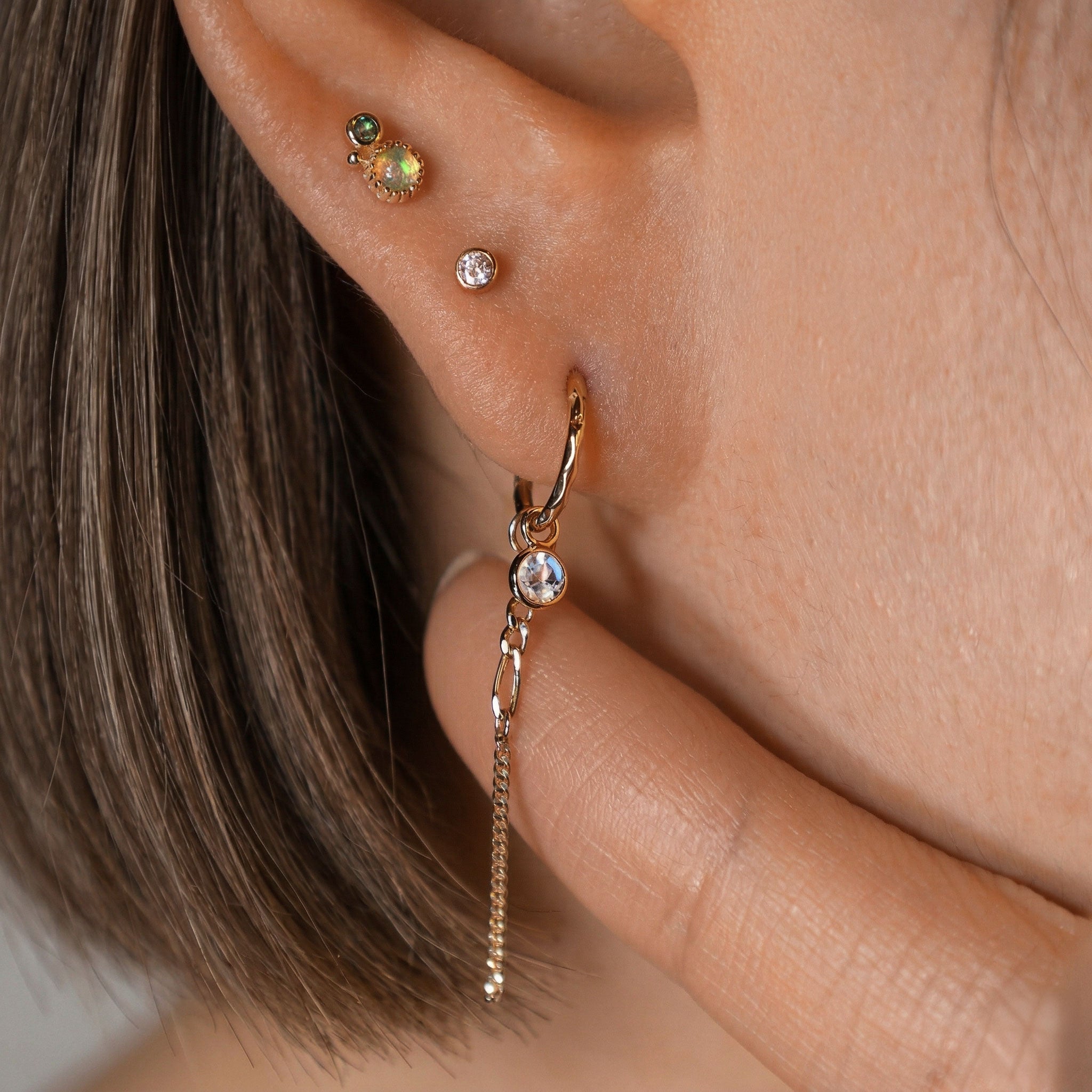 Facet Moonstone Hoop Charm