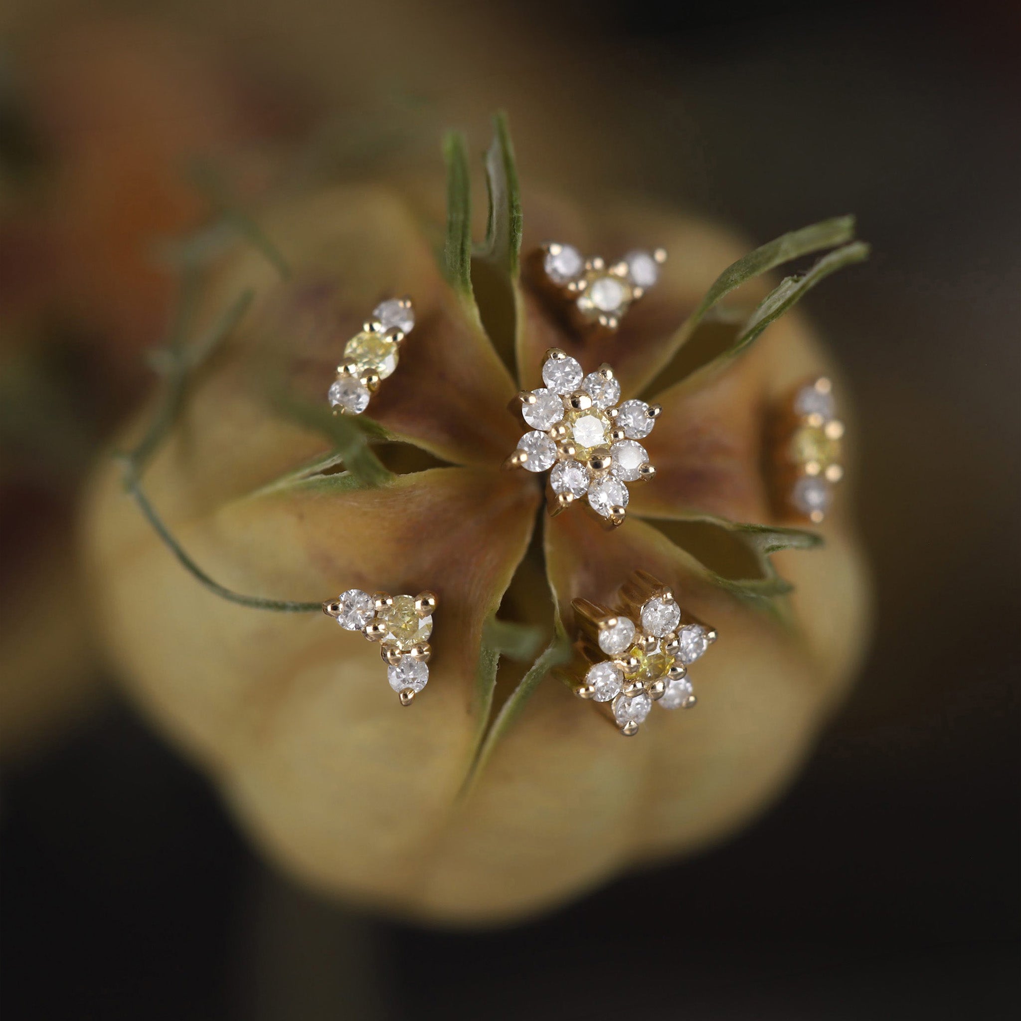 Blossom • Micro Gemstone & Icy Diamond Floral Flat Back Stud