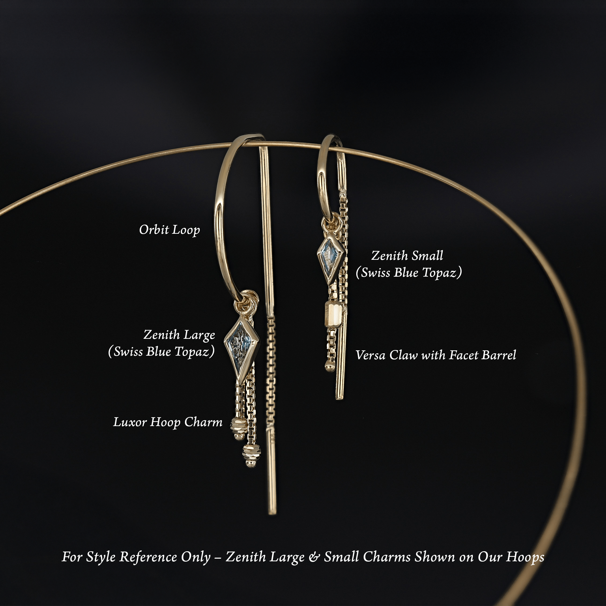 BEATTI Charms Zenith [Large] • 14K Gold Kite Gemstone Hoop Charm Zenith [Large] • 14K Gold Kite Gemstone Hoop Charm