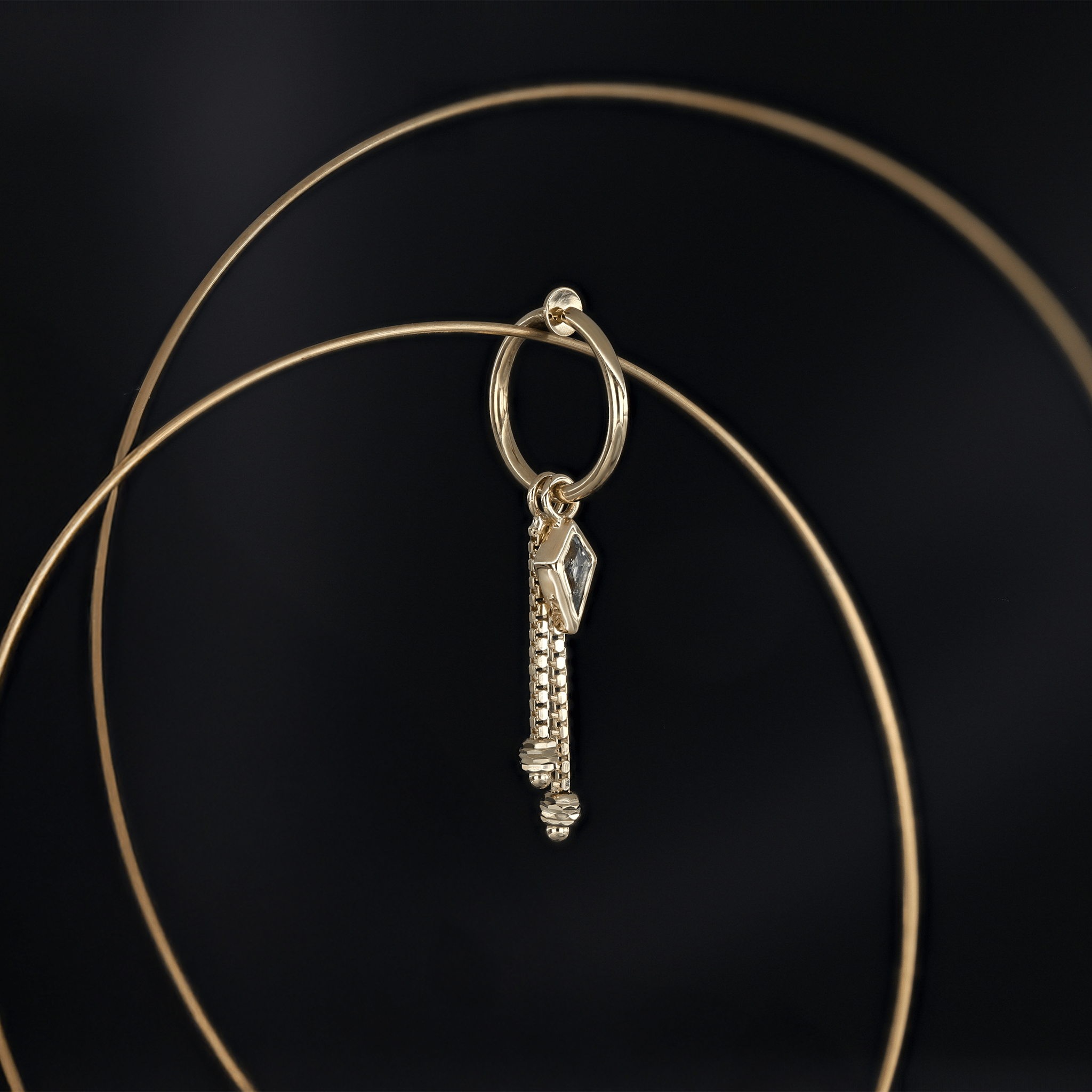 BEATTI Charms Zenith [Small] • 14K Gold Kite Gemstone Hoop Charm Zenith [Small] • 14K Gold Kite Gemstone Hoop Charm