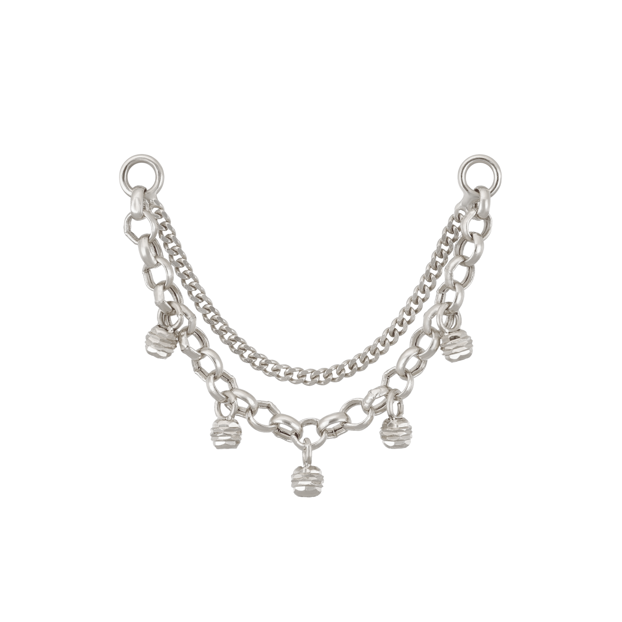 BEATTI Chain Attachments White Gold Dido Bead Charm Double Chain Attachment MJC015 WG Dido Bead Charm Double Chain Attachment by BEATTI