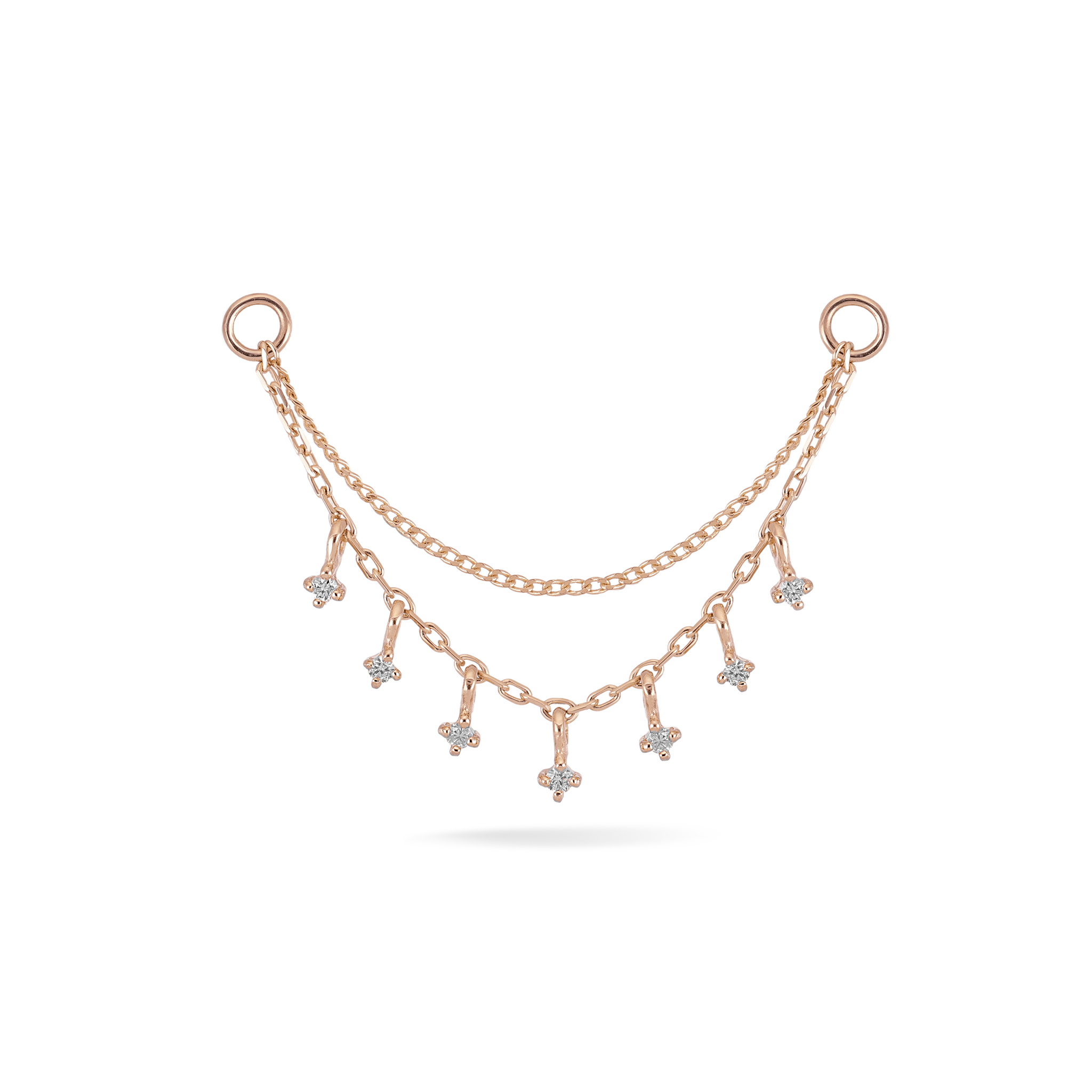 BEATTI Chain Attachments Rose Gold Ember Tiny Diamond Charm Double Chain 32mm BTFG052_WD Ember Tiny Diamond Charm Double Chain 32mm