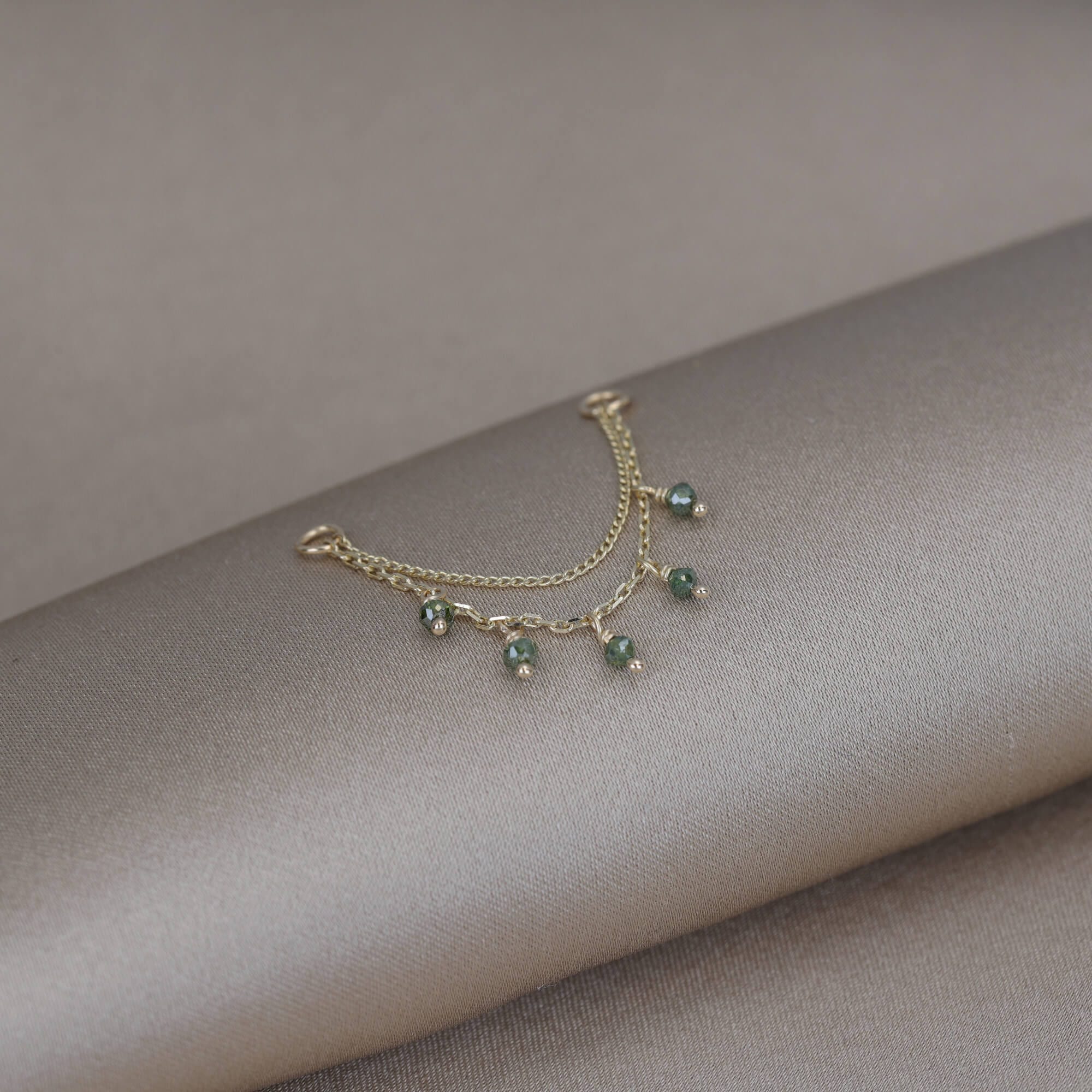 BEATTI Chain Attachments Santal • Green Diamond Beads Double Drape Chain Santal • Green Diamond Beads Double Drape Chain