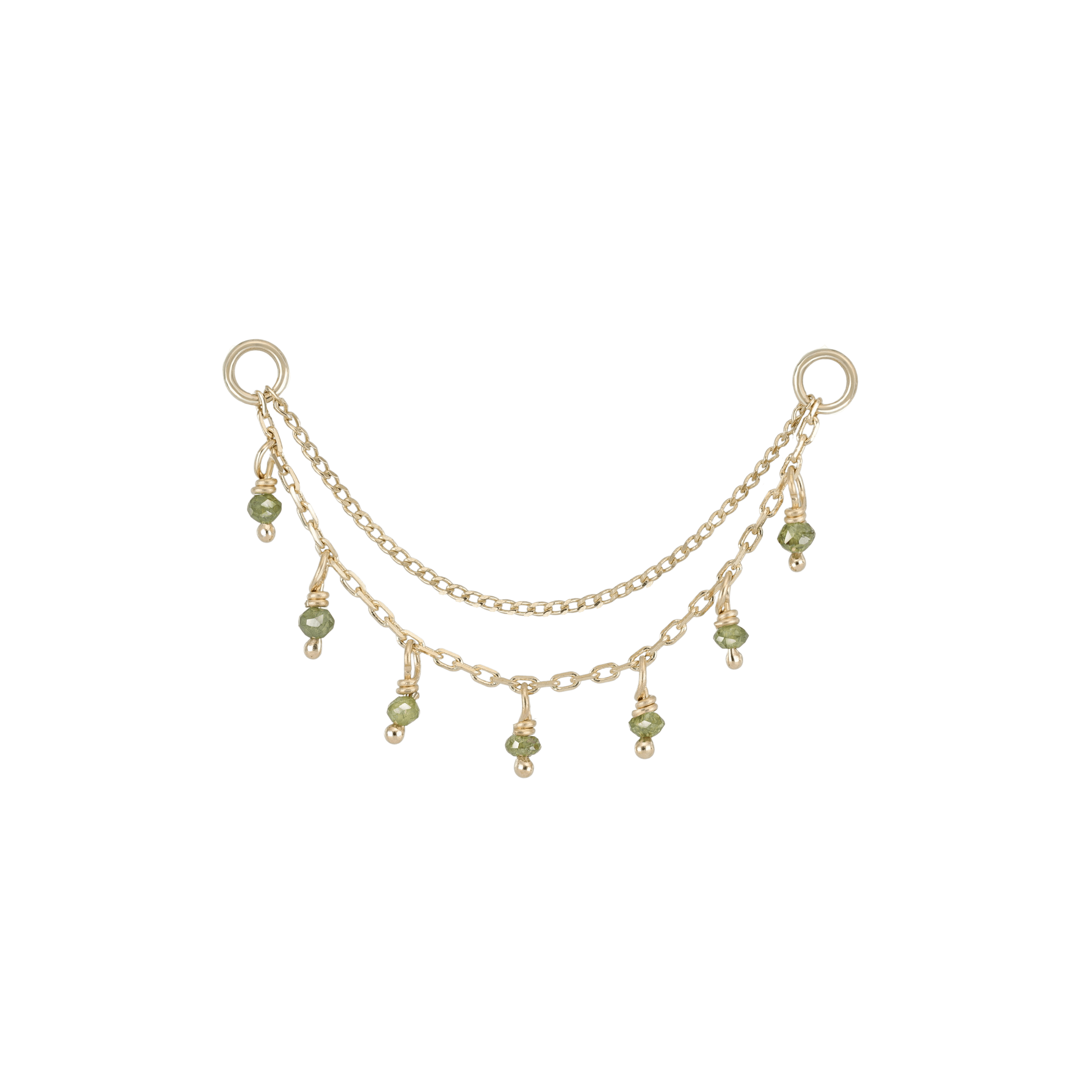 BEATTI Chain Attachments Gold Santal III • Green Diamond Beads Double Drape Chain BTFG053A GD YG Santal III • Green Diamond Beads Double Drape Chain