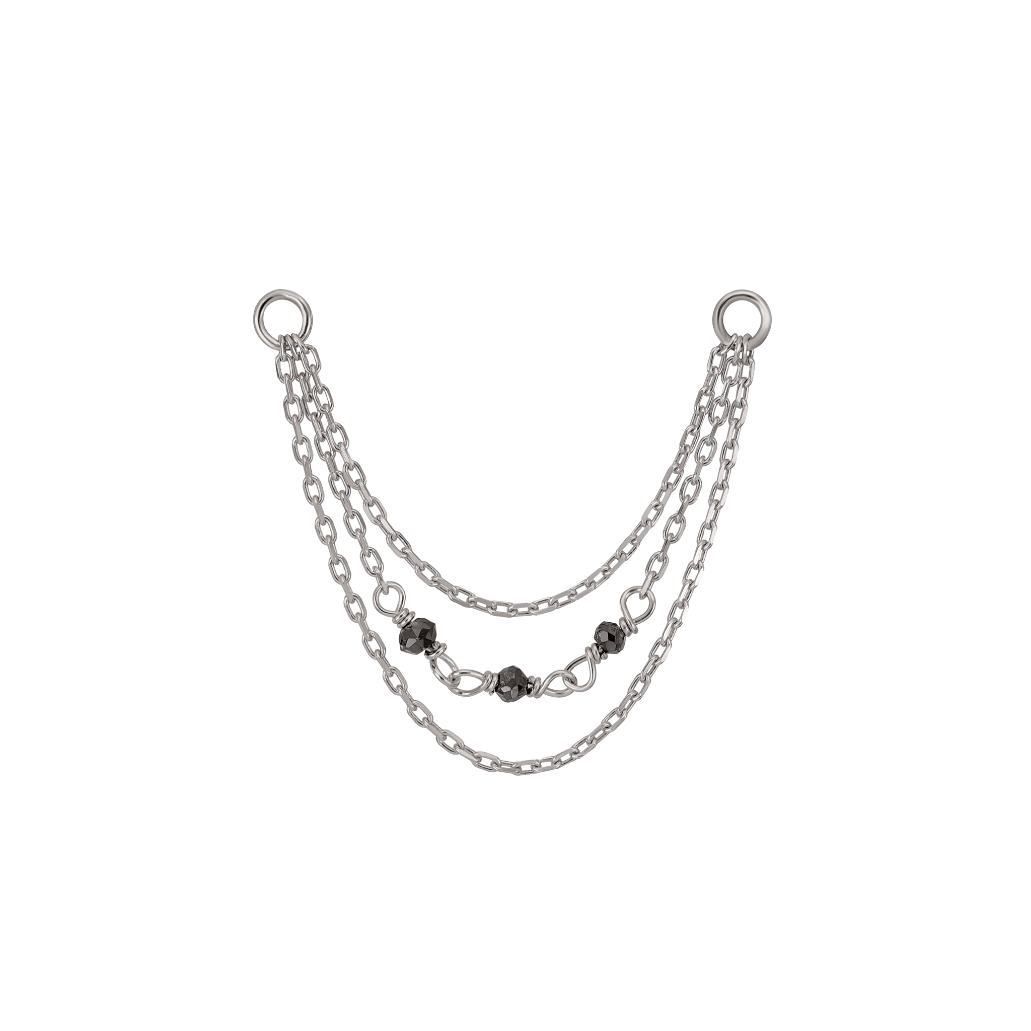 BEATTI Chain Attachments White Gold Sisley • Black Diamond Bead Triple Cable Chain Attachment BTFG032B CABLE Sisley • Black Diamond Bead Triple Cable Chain Attachment