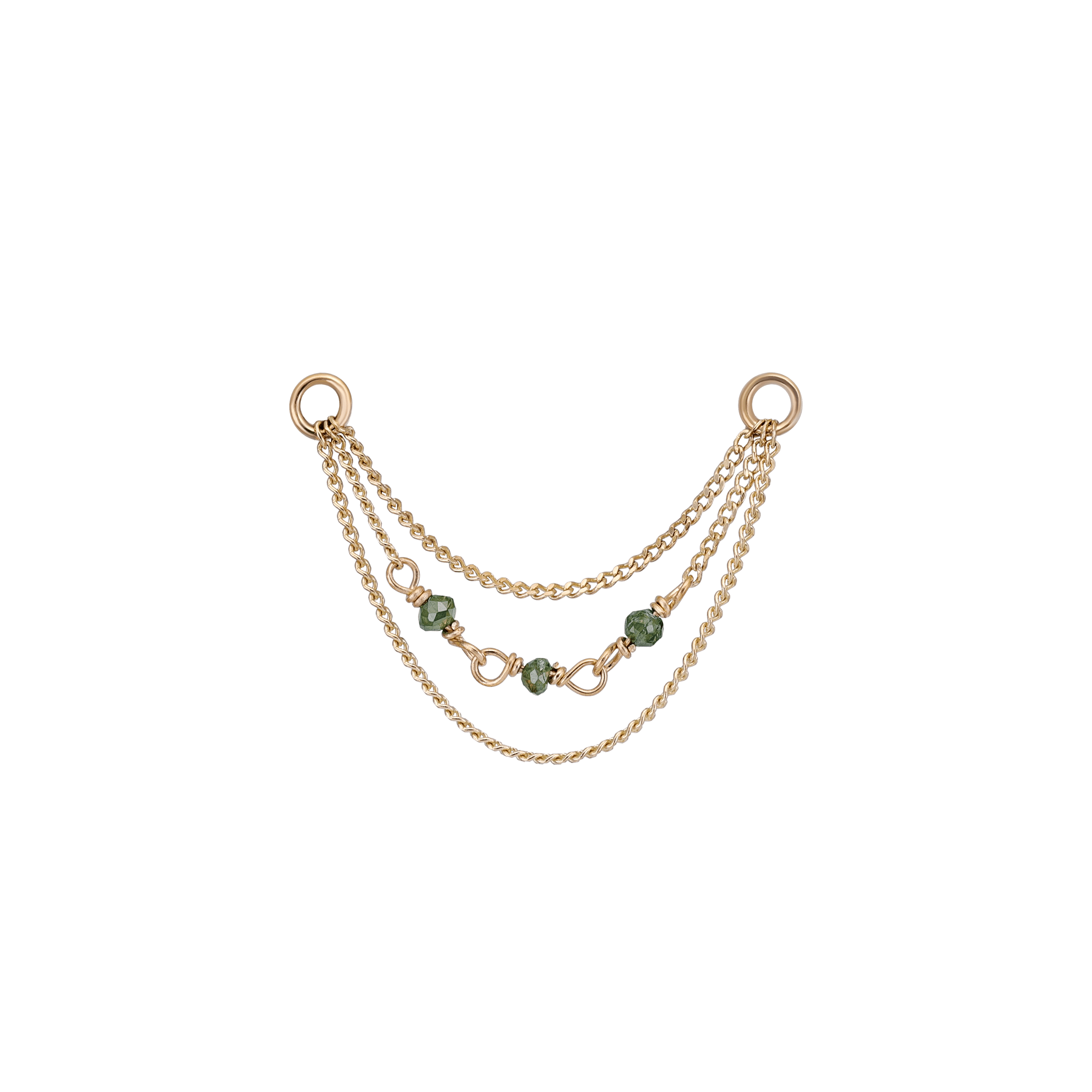 BEATTI Chain Attachments Gold Sisley • Green Diamond Bead Triple Curb Chain 22mm BTFG032A CURB Sisley • Green Diamond Bead Triple Curb Chain 22mm