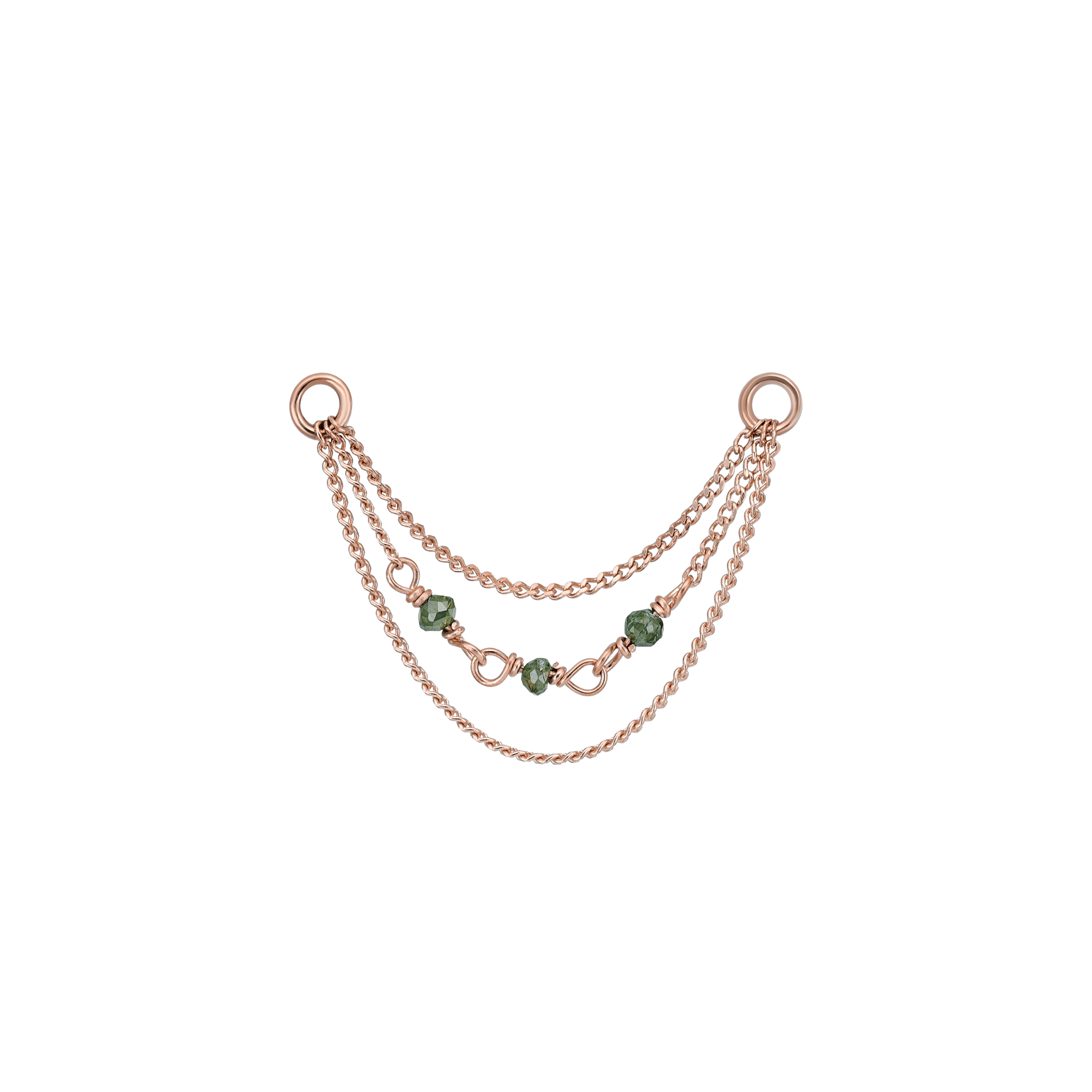 BEATTI Chain Attachments Rose Gold Sisley • Green Diamond Bead Triple Curb Chain 22mm BTFG032A CURB Sisley • Green Diamond Bead Triple Curb Chain 22mm