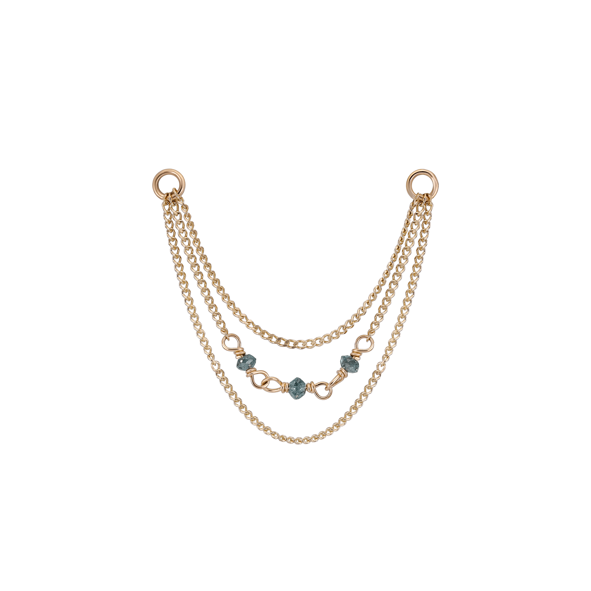 BEATTI Chain Attachments Gold / Blue Diamond Sisley • Natural Diamond Bead Triple Curb Chain 32mm BTFG032C CURB Sisley • Natural Diamond Bead Triple Curb Chain 32mm