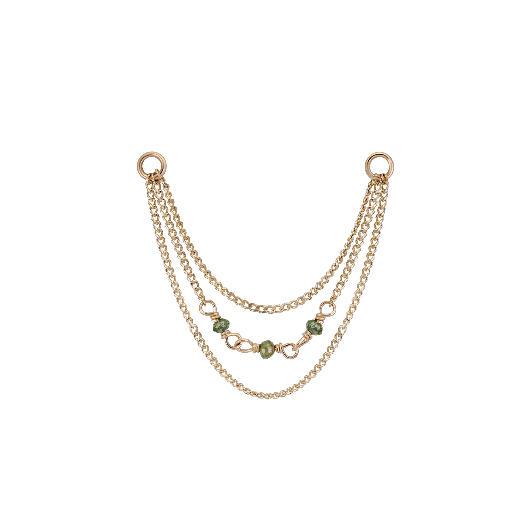 BEATTI Chain Attachments Gold / Green Diamond Sisley • Natural Diamond Bead Triple Curb Chain 32mm BTFG032C CURB Sisley • Natural Diamond Bead Triple Curb Chain 32mm