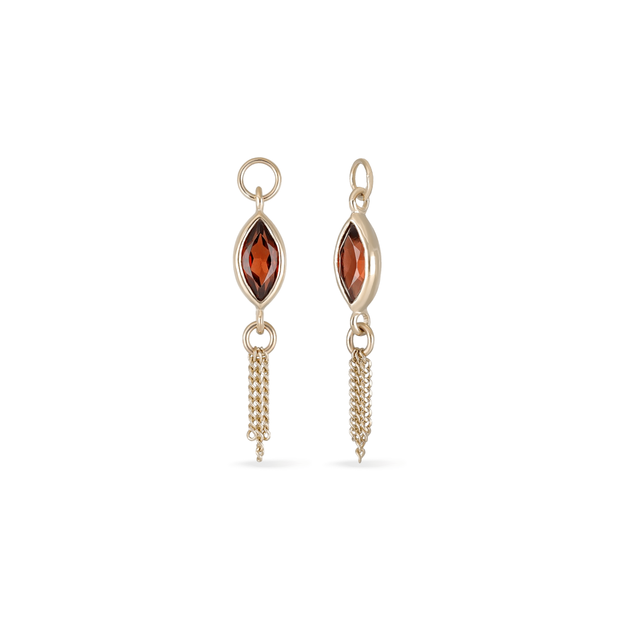 BEATTI Charms Gold / Garnet Aris • Marquise Gemstone Tassel Chain Charm BTFG047 YG G Aris • Marquise Gemstone Tassel Chain Charm