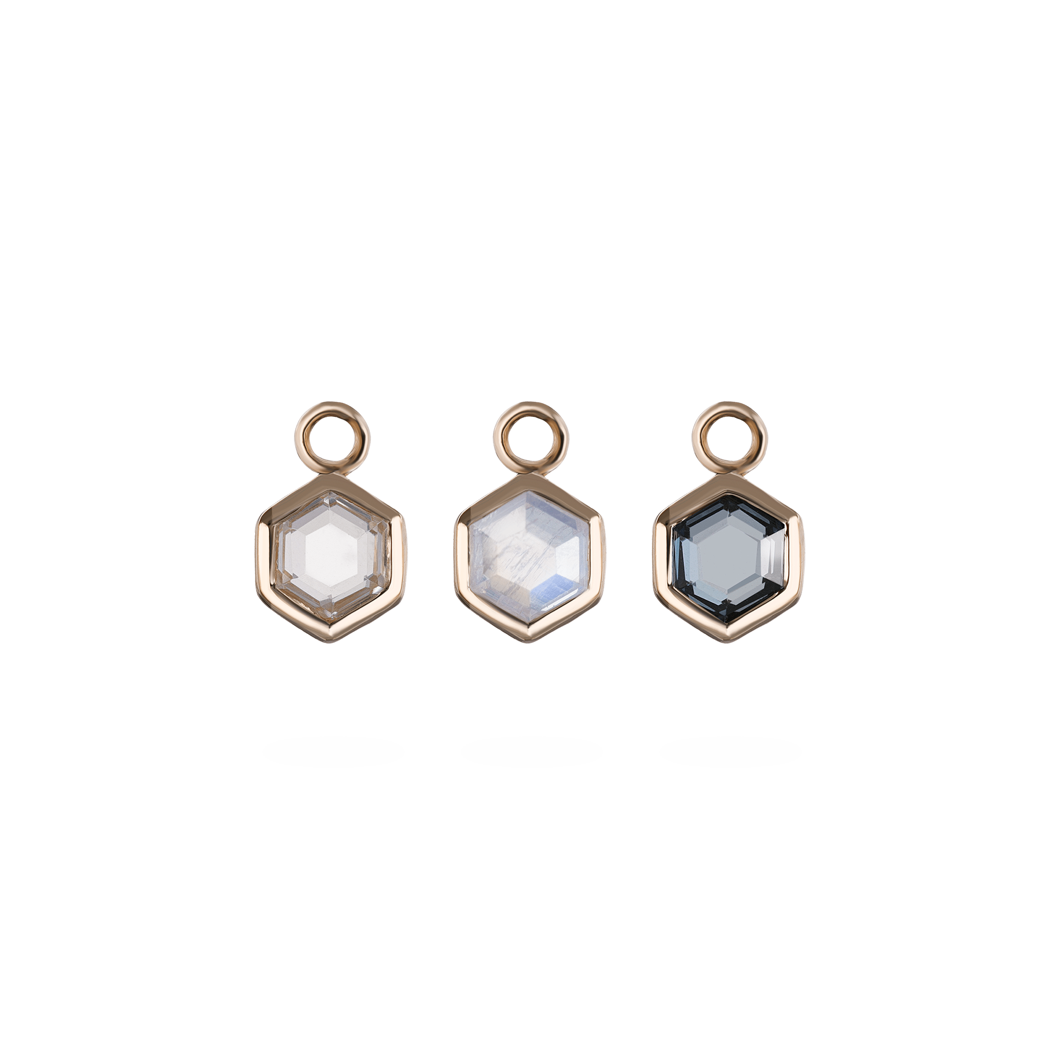 BEATTI Charms Ela • 14K Gold Hexagon Gemstone Hoop Charm Ela • 14K Gold Hexagon Gemstone Hoop Charm