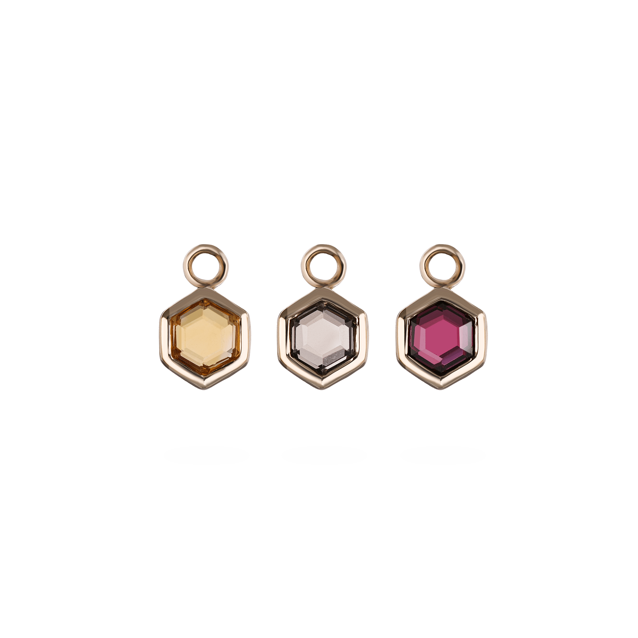 BEATTI Charms Ela • 14K Gold Hexagon Gemstone Hoop Charm Ela • 14K Gold Hexagon Gemstone Hoop Charm