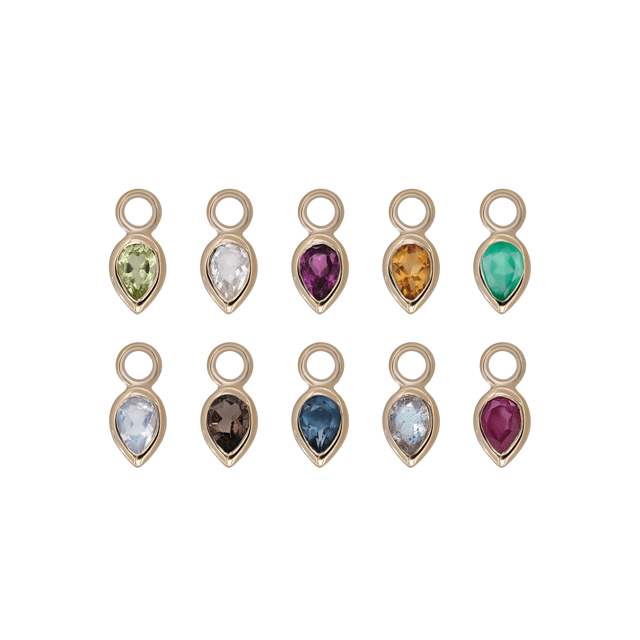 Emma • 14K Gold Pear Cut Gemstone Hoop Charm