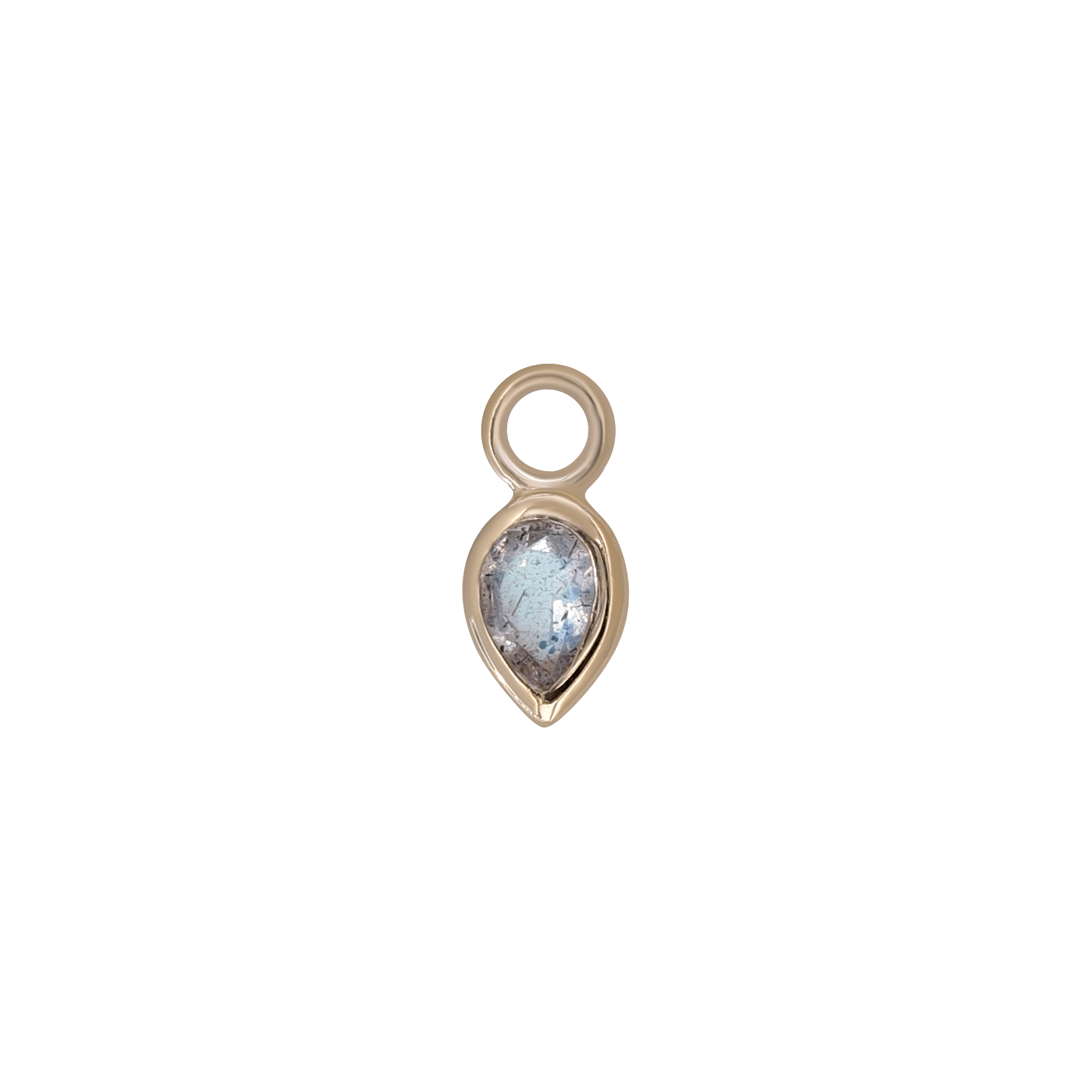 BEATTI Charms Gold / Labradorite Emma • 14K Gold Pear Cut Gemstone Hoop Charm BTPG015 Emma • 14K Gold Pear Cut Gemstone Hoop Charm