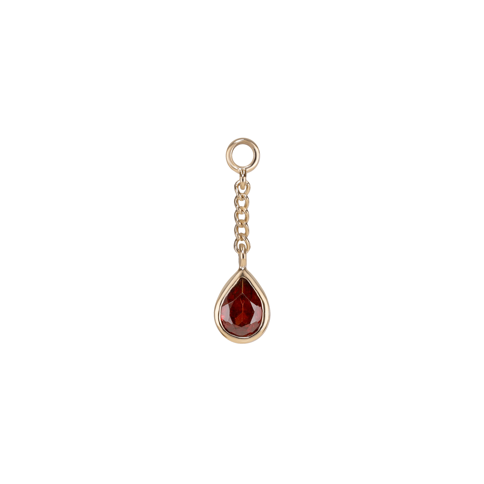 BEATTI Charms Gold / Garnet Juno  • Teardrop Gemstone Chain Charm BTFG010 Juno  • Teardrop Gemstone Chain Charm