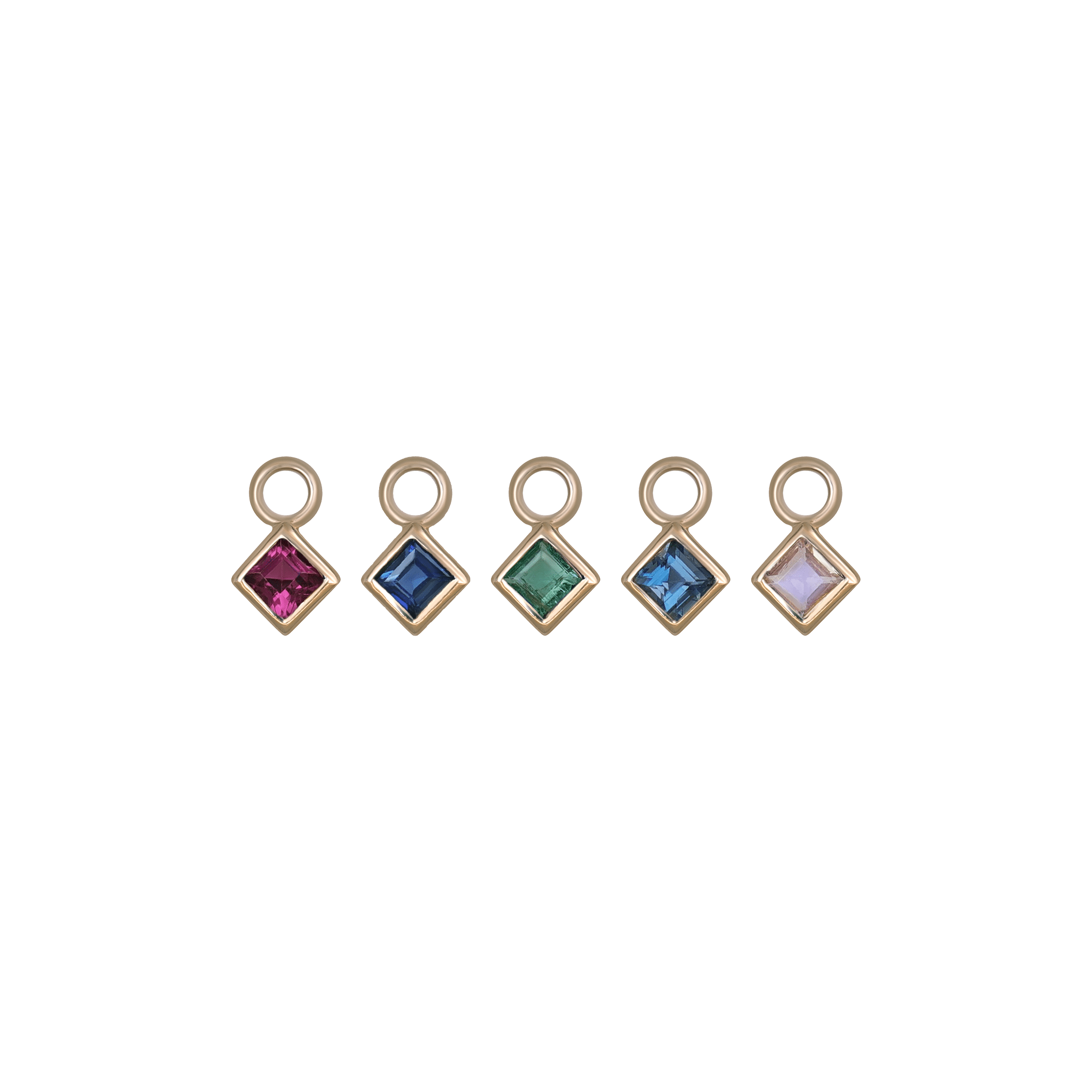 BEATTI Charms Neo · 14K Gold Princess Cut Gemstone Hoop Charm Neo · 14K Gold Princess Cut Gemstone Hoop Charm