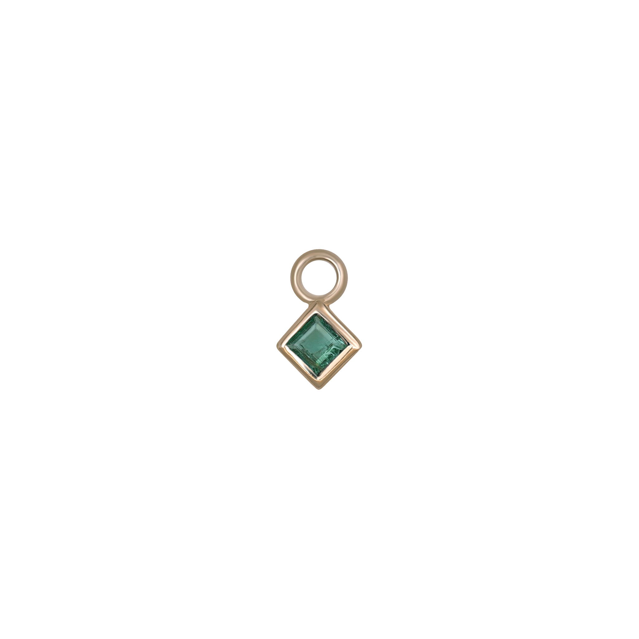 BEATTI Charms Gold / Emerald Neo · 14K Gold Princess Cut Gemstone Hoop Charm Neo · 14K Gold Princess Cut Gemstone Hoop Charm