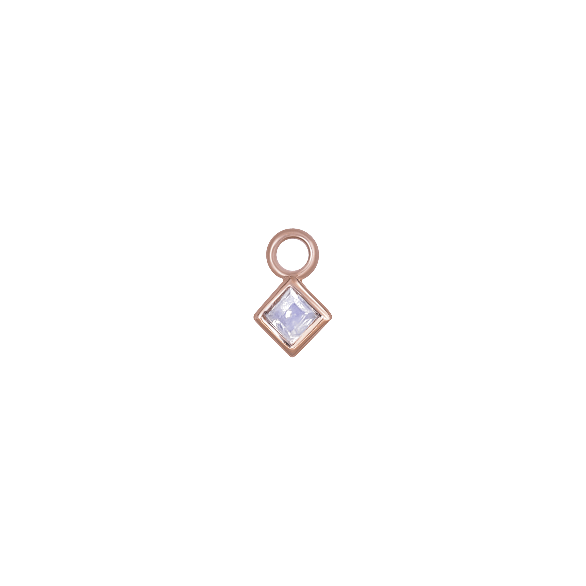 BEATTI Charms Rose Gold / Rainbow Moonstone Neo · 14K Rose Gold Princess Cut Moonstone Hoop Charm Neo · 14K Rose Gold Princess Cut Moonstone Hoop Charm