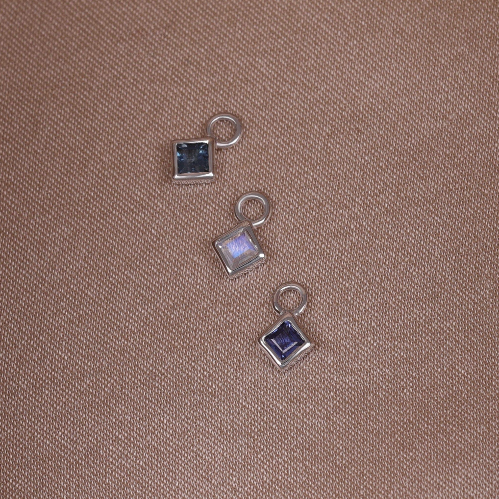 Neo · 14K Gold Princess Cut Gemstone Hoop Charm