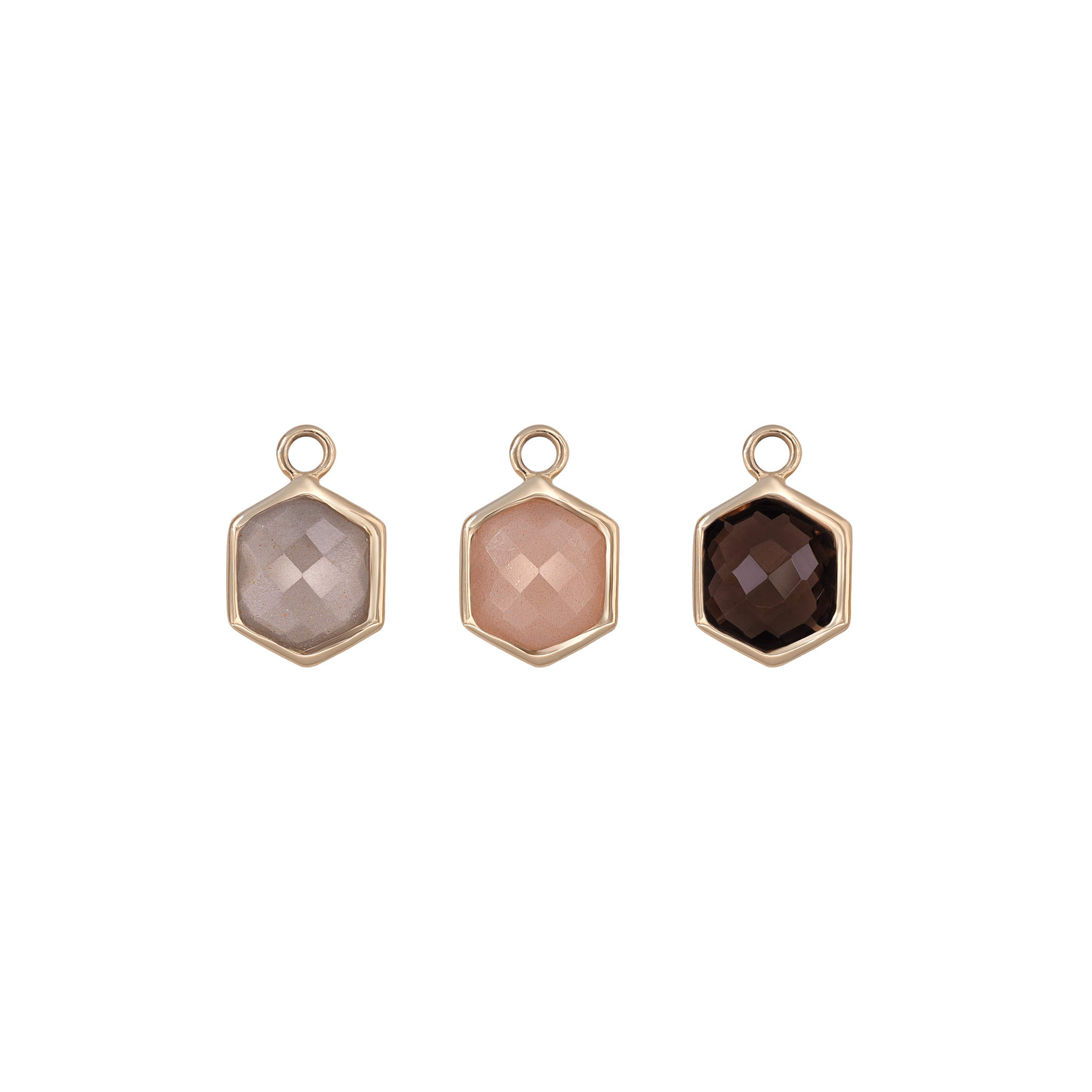 BEATTI Charms Rhea • 14K Gold Hexagon Gemstone Hoop Charm Rhea • 14K Gold Hexagon Gemstone Hoop Charm