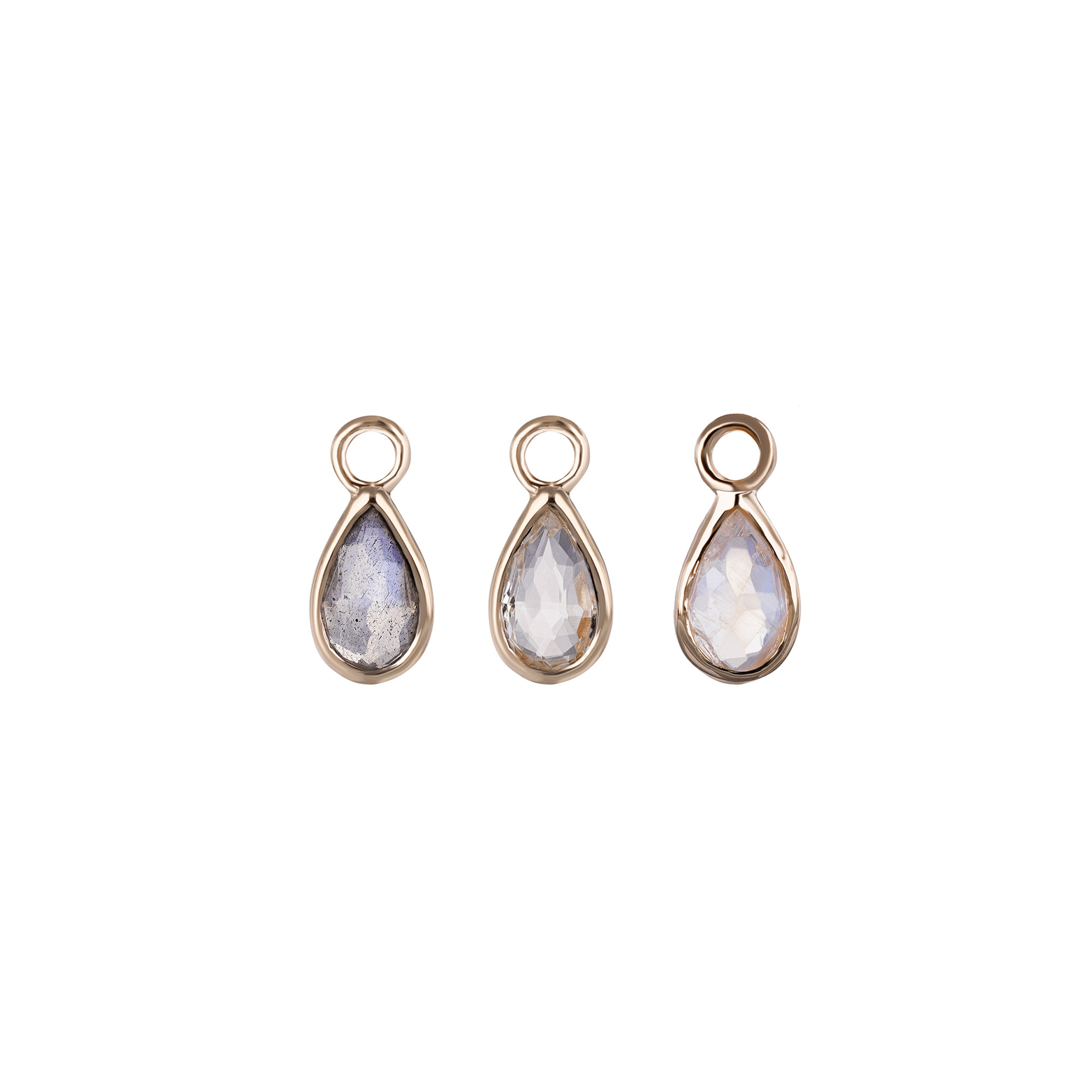 BEATTI Charms Solara • Briolette Teardrop Gemstone Hoop Charm Solara • Briolette Teardrop Gemstone Hoop Charm