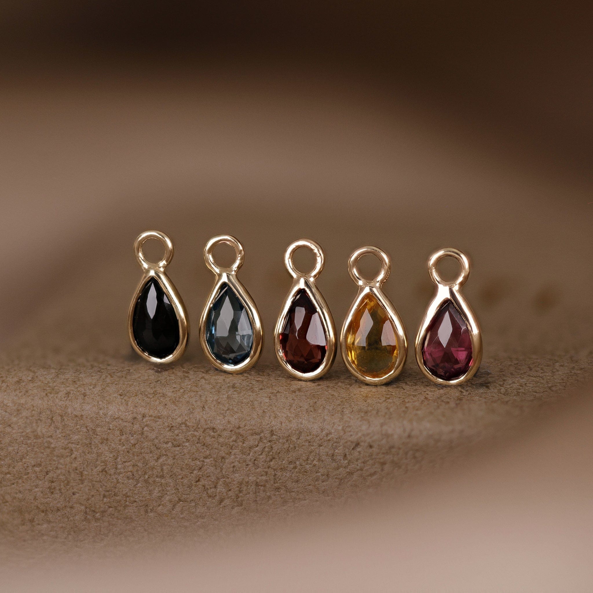 BEATTI Charms Solara• Briolette Teardrop Gemstone Hoop Charm Solara• Briolette Teardrop Gemstone Hoop Charm