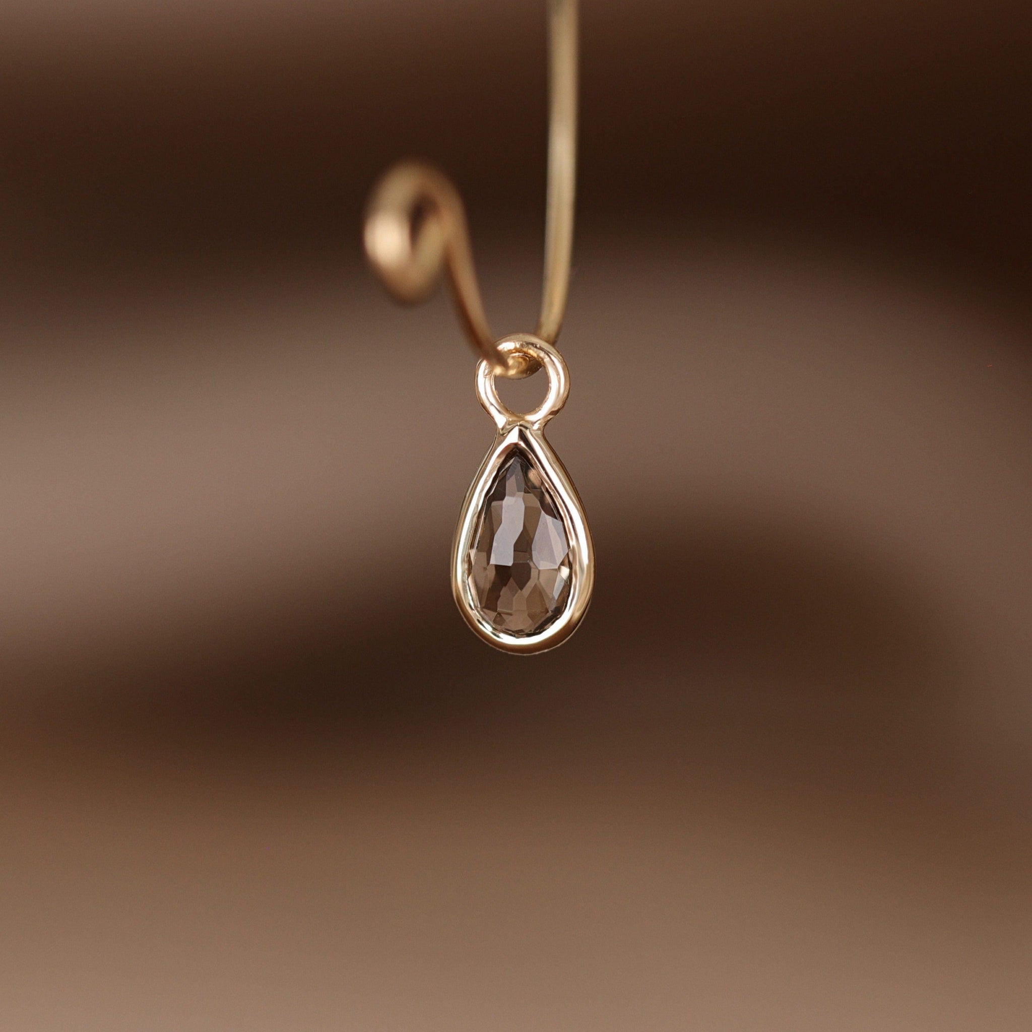 BEATTI Charms Solara • Briolette Teardrop Gemstone Hoop Charm Solara • Briolette Teardrop Gemstone Hoop Charm