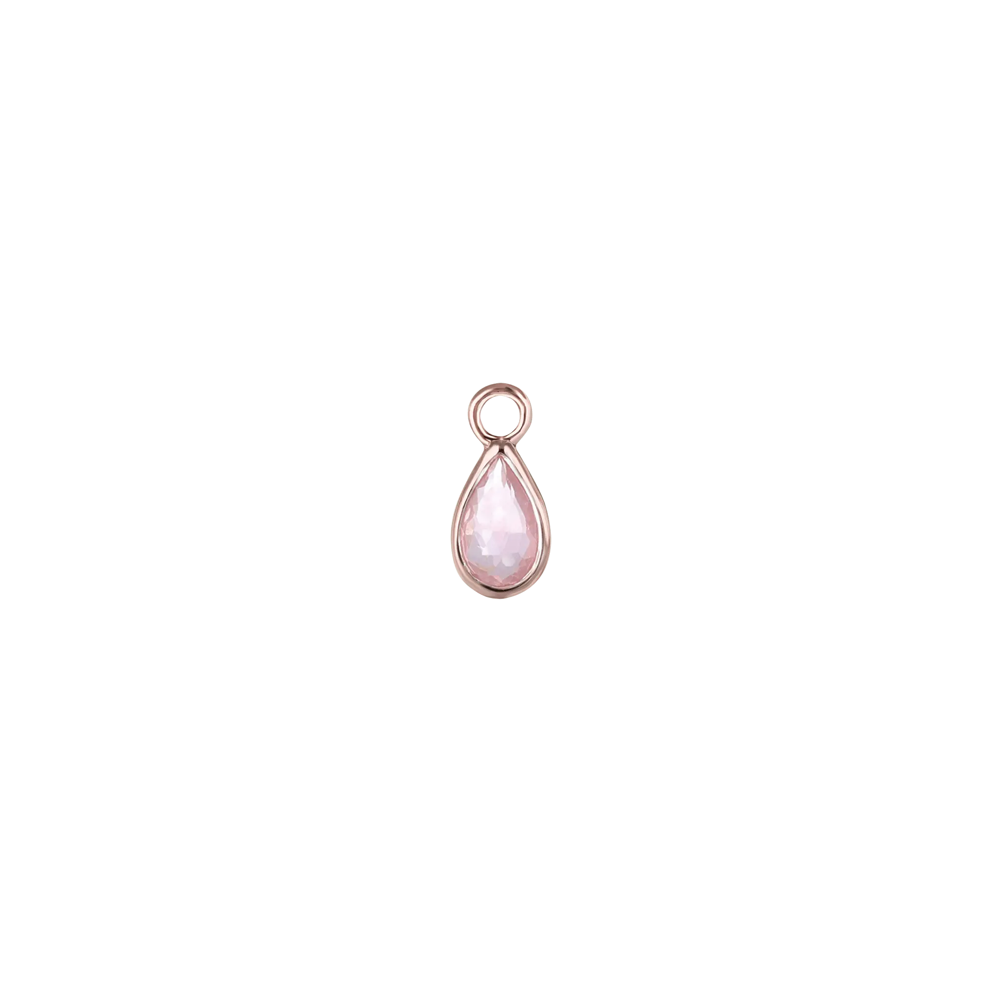 BEATTI Charms Rose Gold / Rose Quartz Solara • Briolette Teardrop Gemstone Hoop Charm BTPG034 Solara • Briolette Teardrop Gemstone Hoop Charm