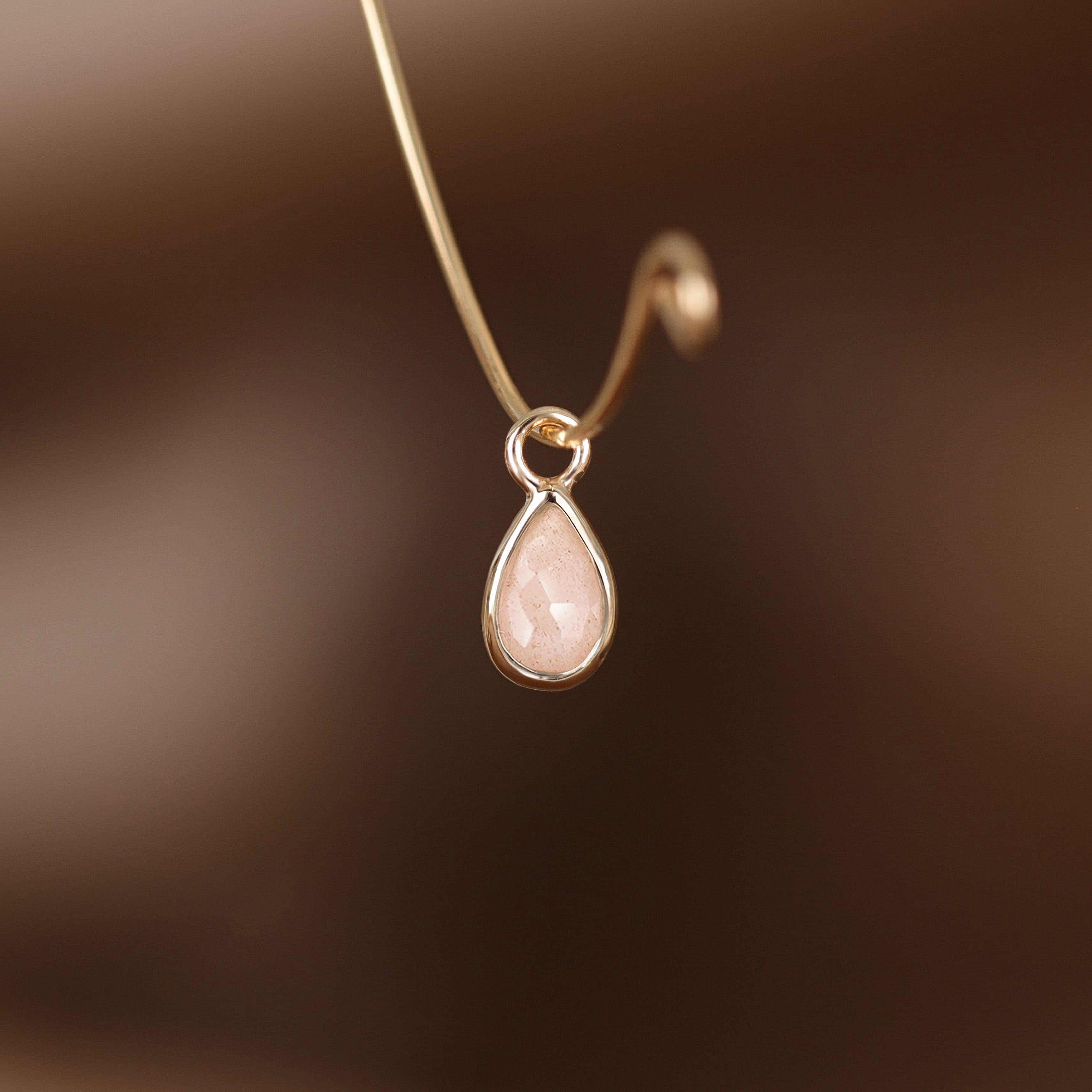 Solara • Briolette Teardrop Gemstone Hoop Charm