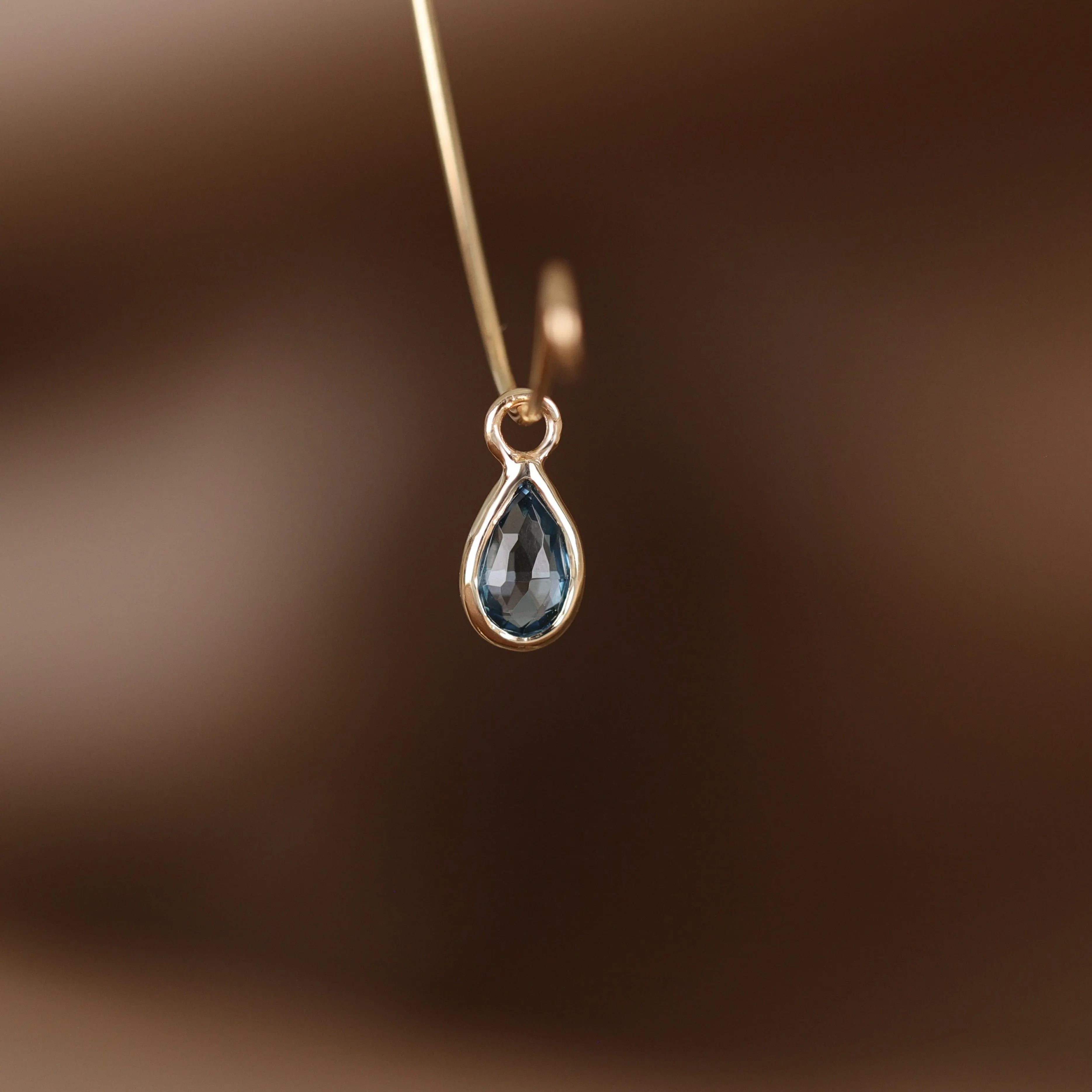 BEATTI Charms Solara • Briolette Teardrop Gemstone Hoop Charm Solara • Briolette Teardrop Gemstone Hoop Charm