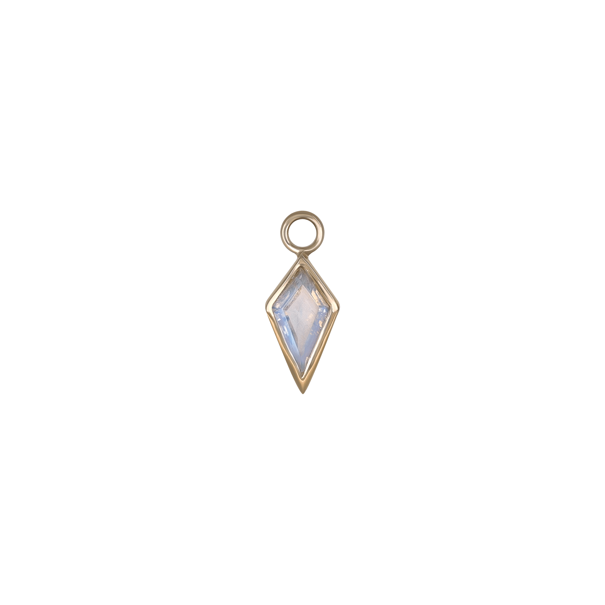 BEATTI Charms Gold / Rainbow Moonstone Zenith [Large] • 14K Gold Kite Gemstone Hoop Charm BTPG030 14YG Zenith [Large] • 14K Gold Kite Gemstone Hoop Charm