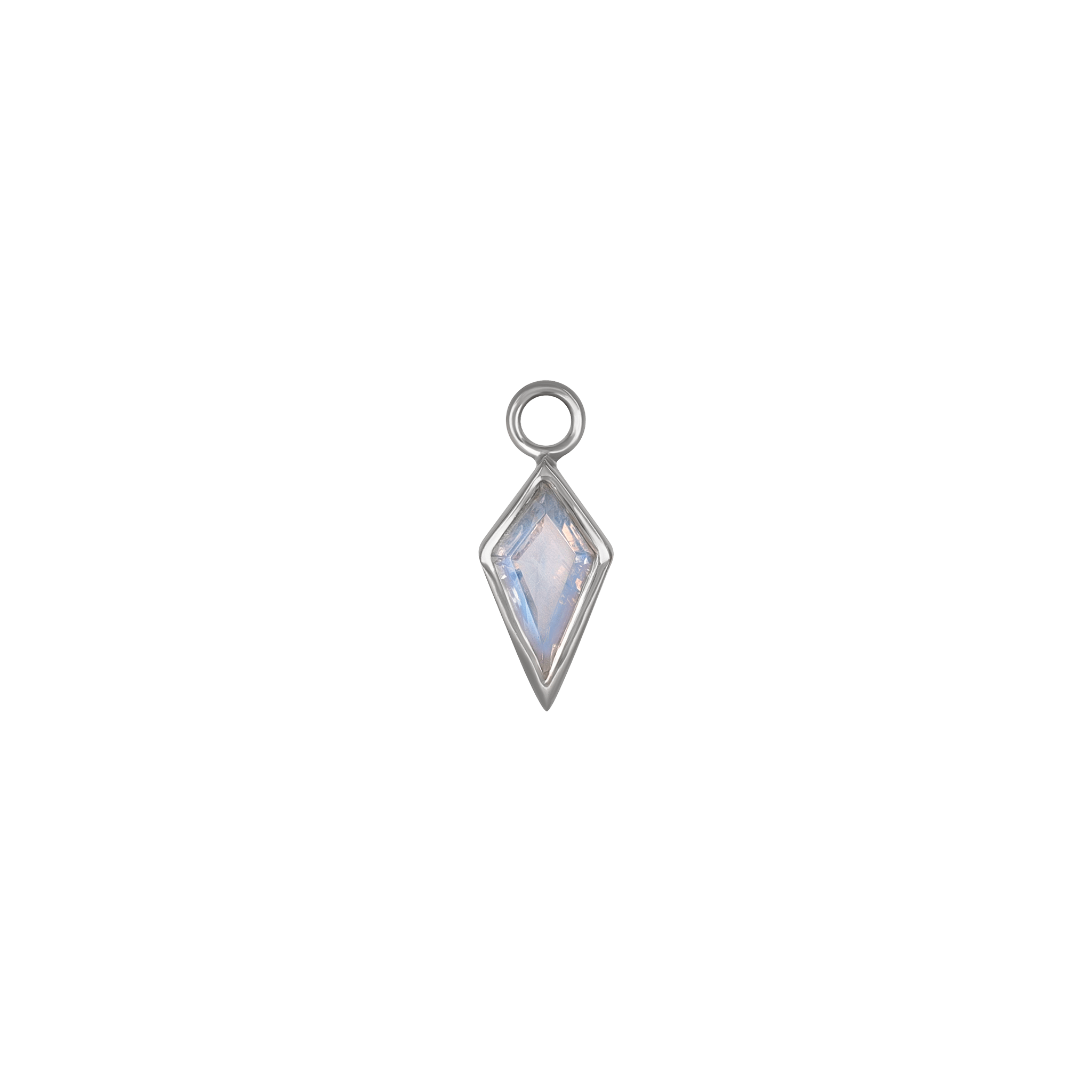 BEATTI Charms White Gold / Rainbow Moonstone Zenith [Large] • White Gold Kite Gemstone Hoop Charm BTPG030 WG Zenith [Large] • White Gold Kite Gemstone Hoop Charm