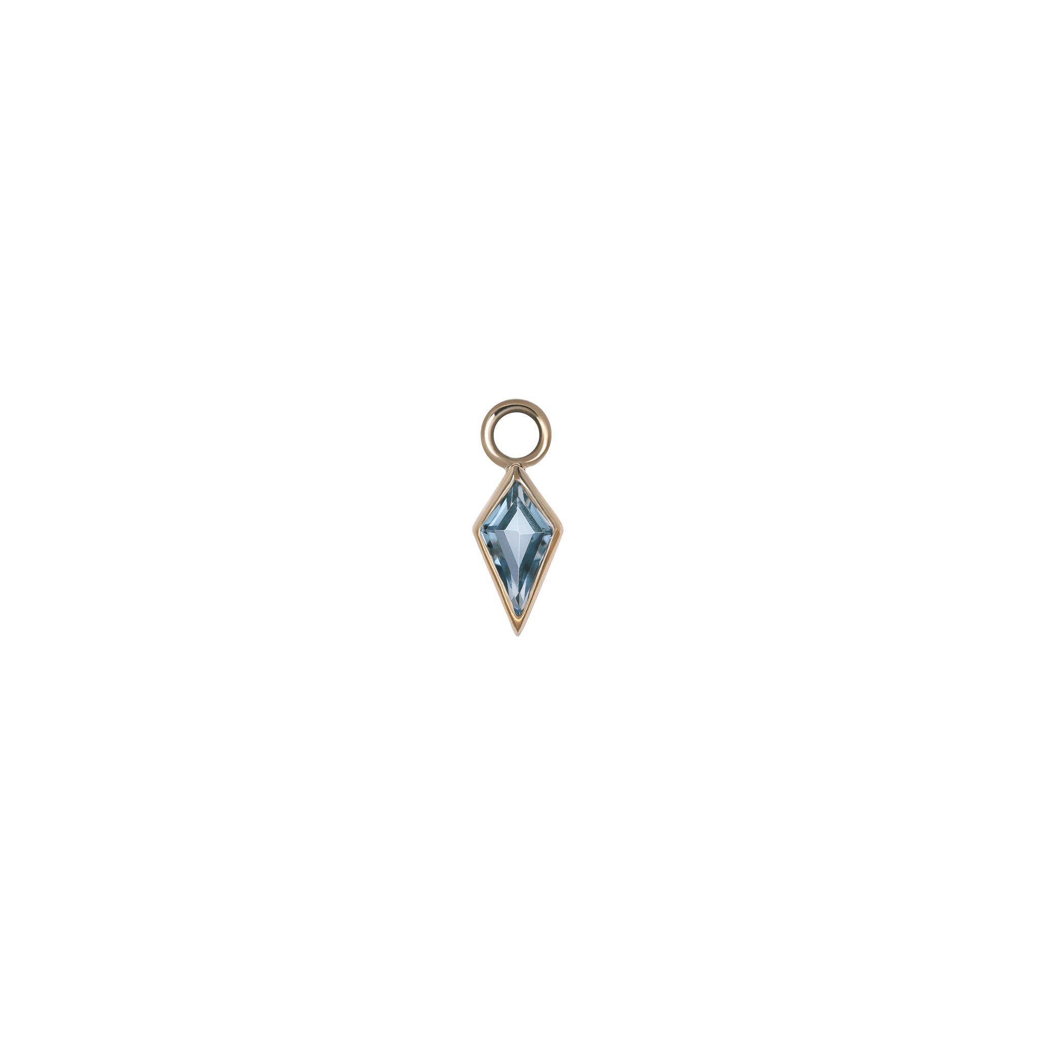 BEATTI Charms Gold / Swiss Blue Topaz Zenith [Small] • 14K Gold Kite Gemstone Hoop Charm Zenith [Small] • 14K Gold Kite Gemstone Hoop Charm