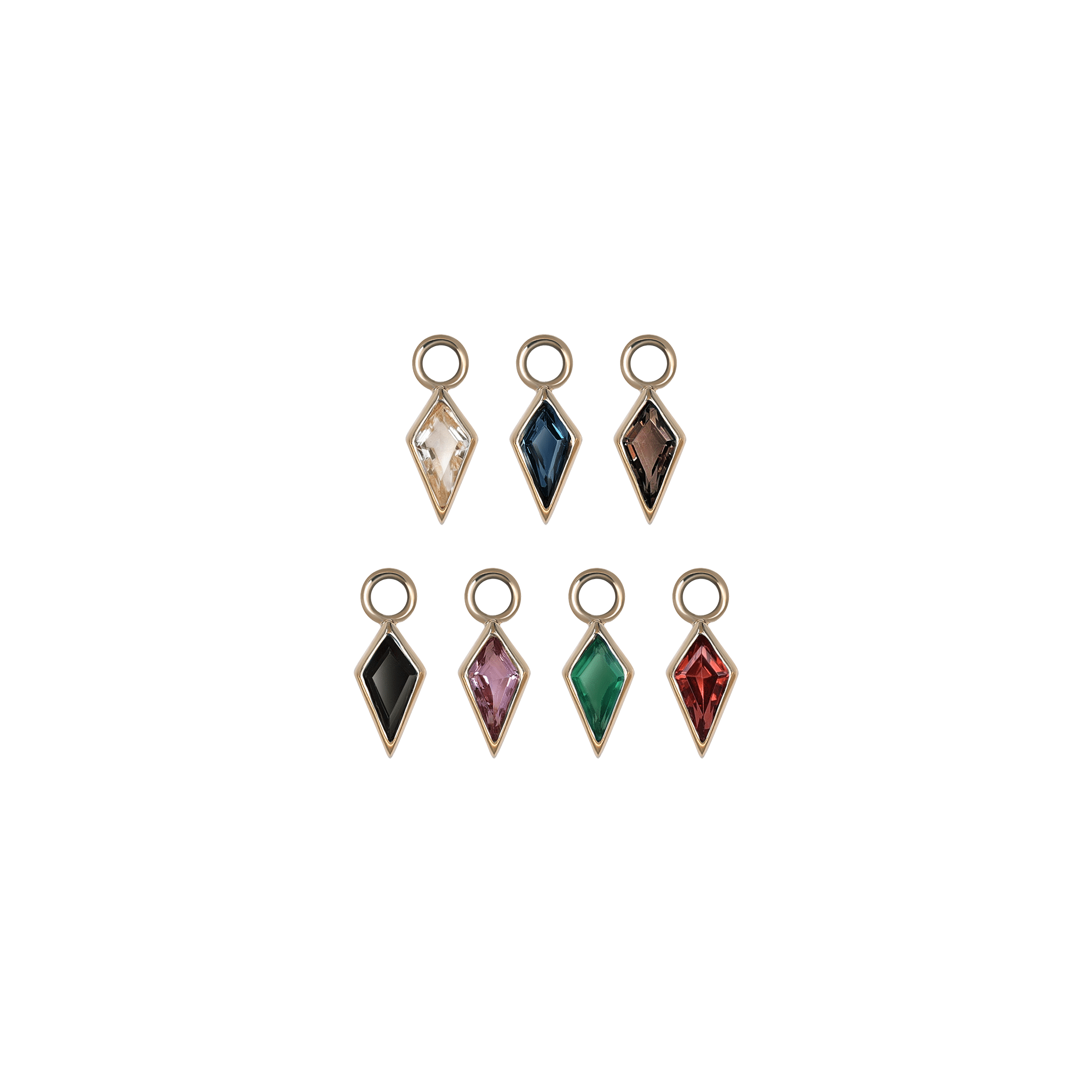 BEATTI Charms Zenith [Small] • 14K Gold Kite Gemstone Hoop Charm Zenith [Small] • 14K Gold Kite Gemstone Hoop Charm