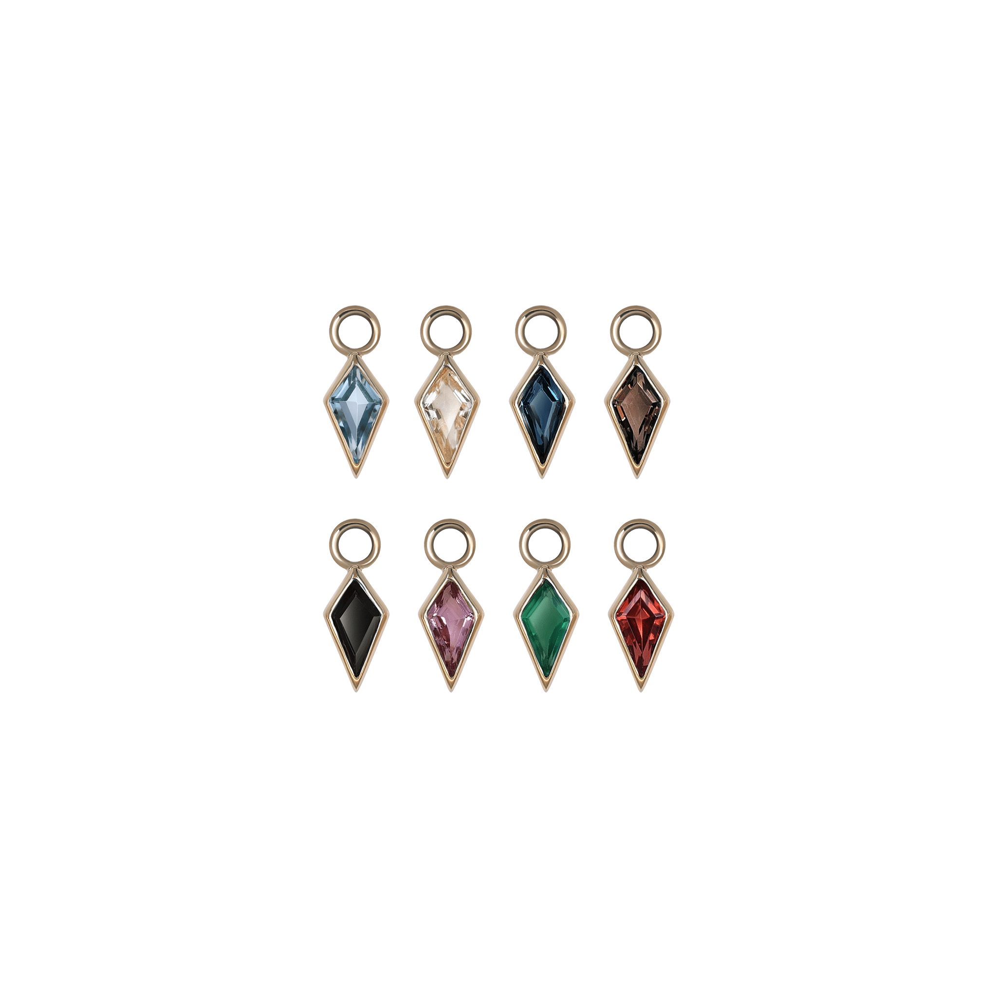 BEATTI Charms Zenith [Small] • 14K Gold Kite Gemstone Hoop Charm Zenith [Small] • 14K Gold Kite Gemstone Hoop Charm