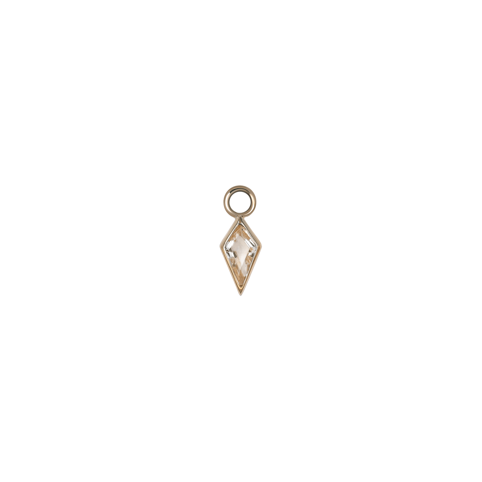 BEATTI Charms Gold / White Topaz Zenith [Small] • 14K Gold Kite Gemstone Hoop Charm BTPG029 TW YG Zenith [Small] • 14K Gold Kite Gemstone Hoop Charm