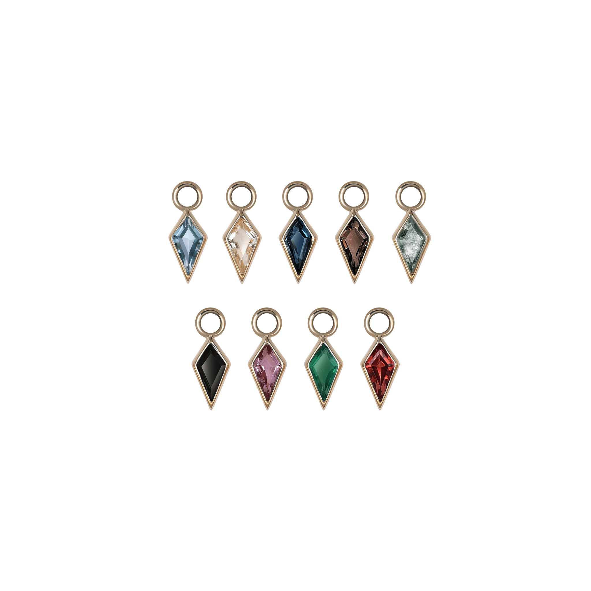 Zenith [Small] • 14K Gold Kite Gemstone Hoop Charm