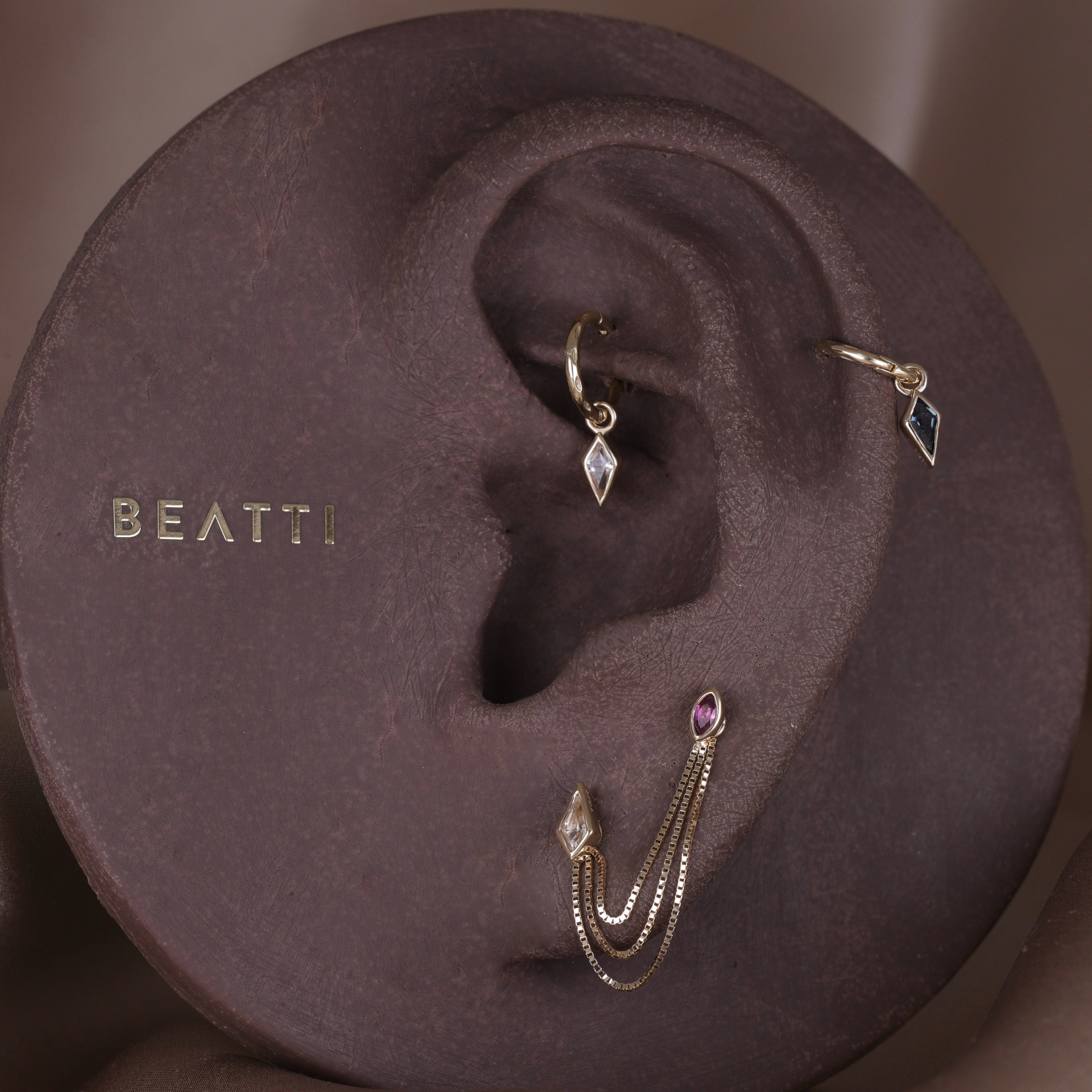 Zenith [Small] • 14K Gold Kite Gemstone Hoop Charm