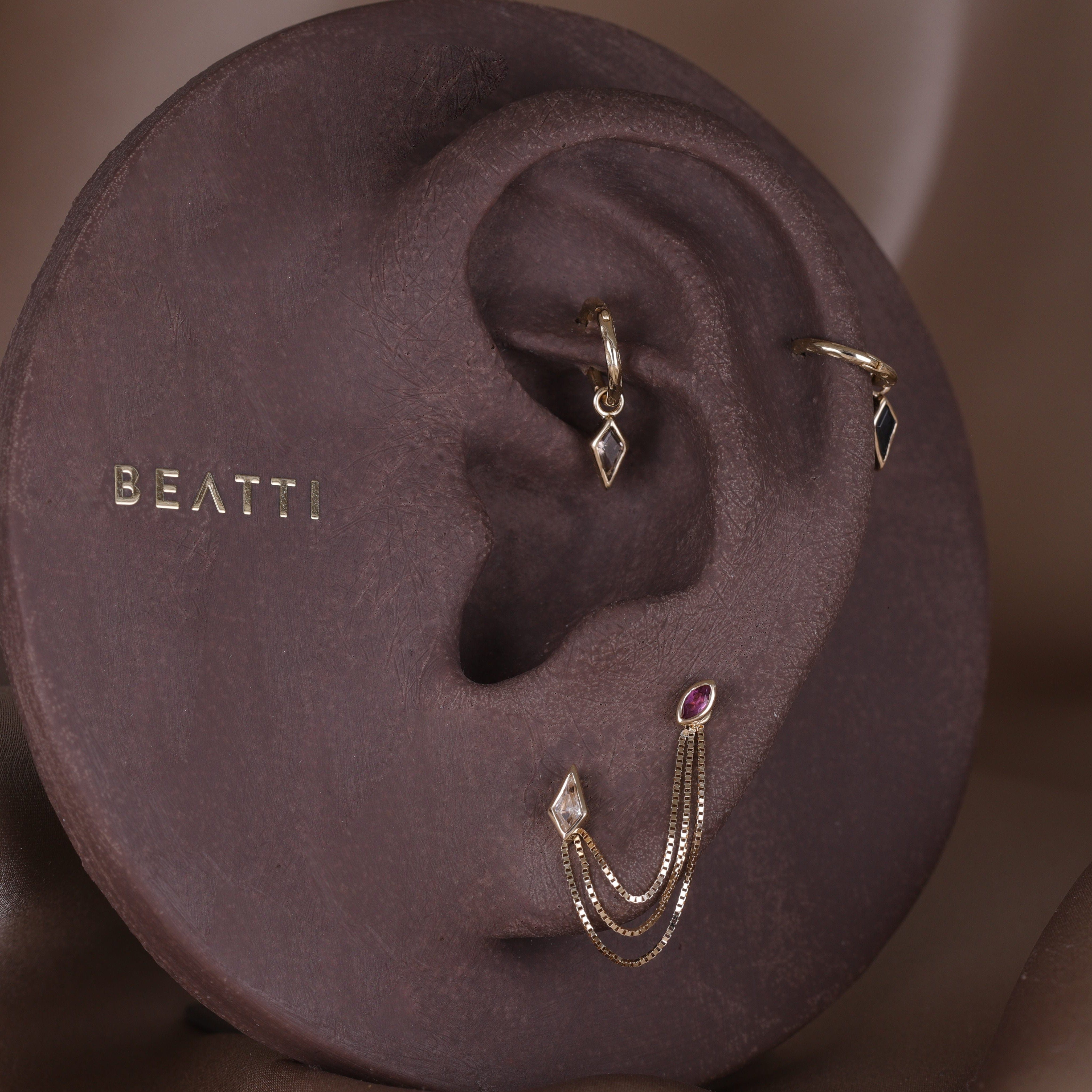 Zenith [Small] • 14K Gold Kite Gemstone Hoop Charm