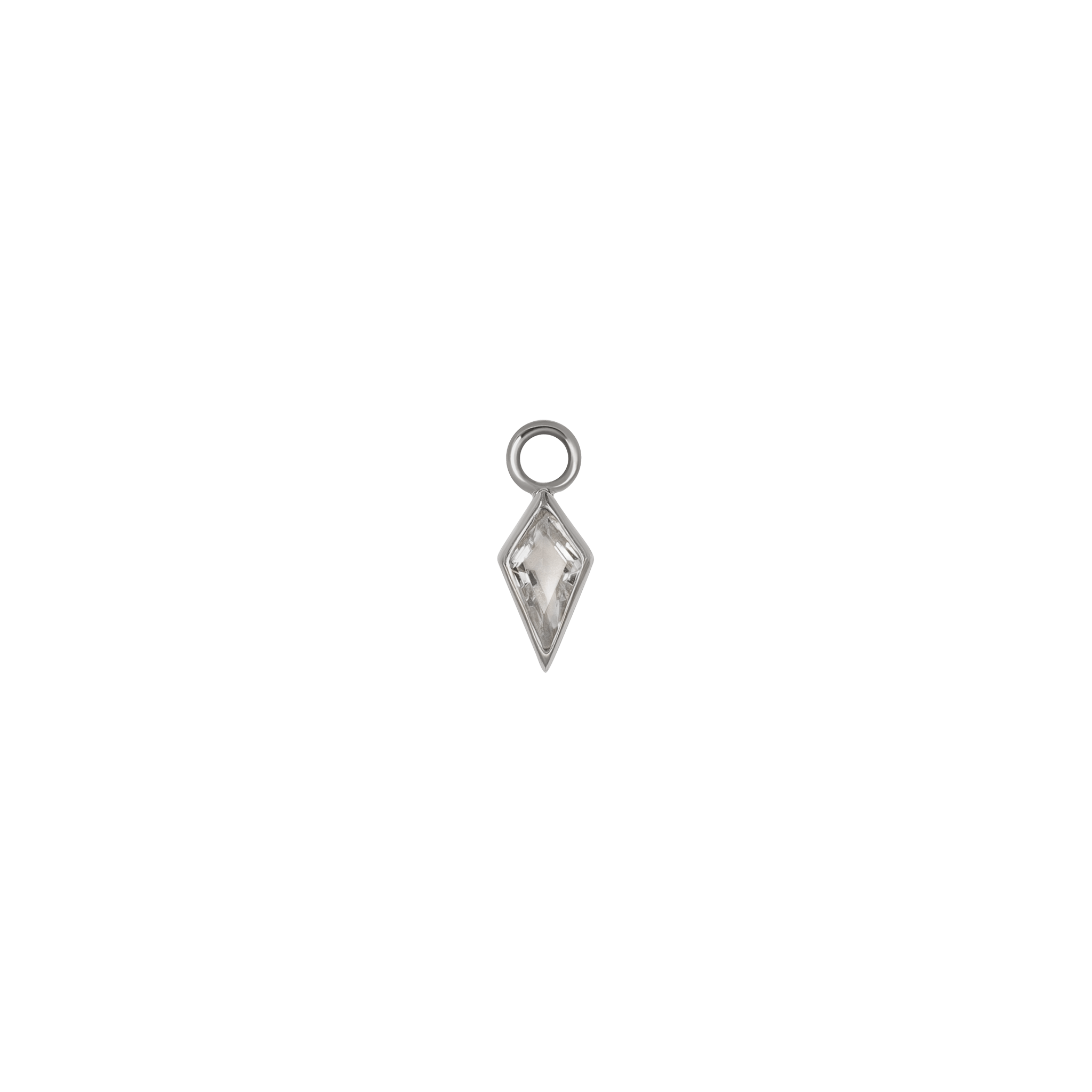 BEATTI Charms White Gold / White Topaz Zenith [Small] • White Gold Kite Gemstone Hoop Charm BTPG029 WG Zenith [Small] • White Gold Kite Gemstone Hoop Charm