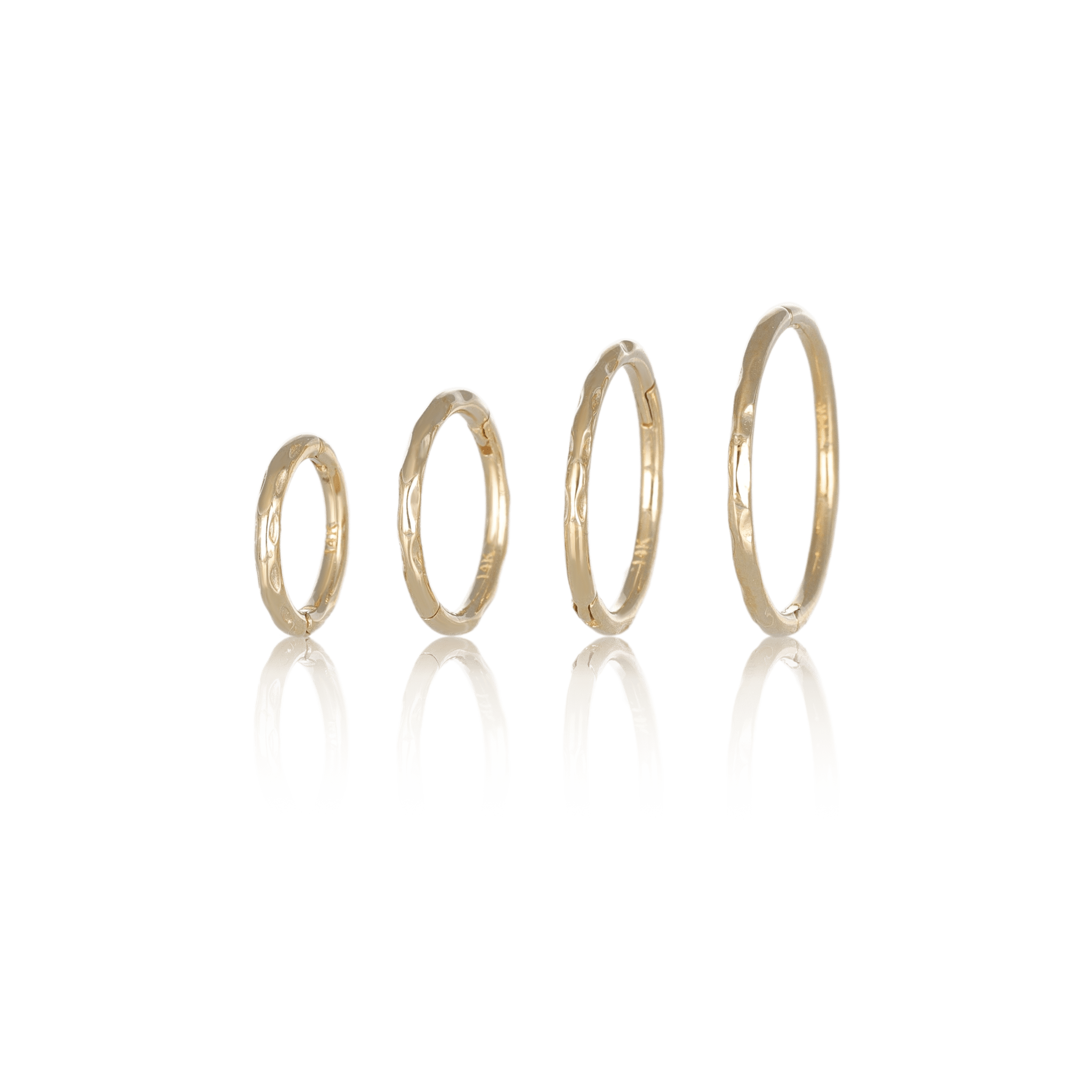 BEATTI Hoops Gold / 6mm / Single 14K Gold Textured Clicker Hoops BTEG018 SMALL 14K Gold Textured Clicker Hoops